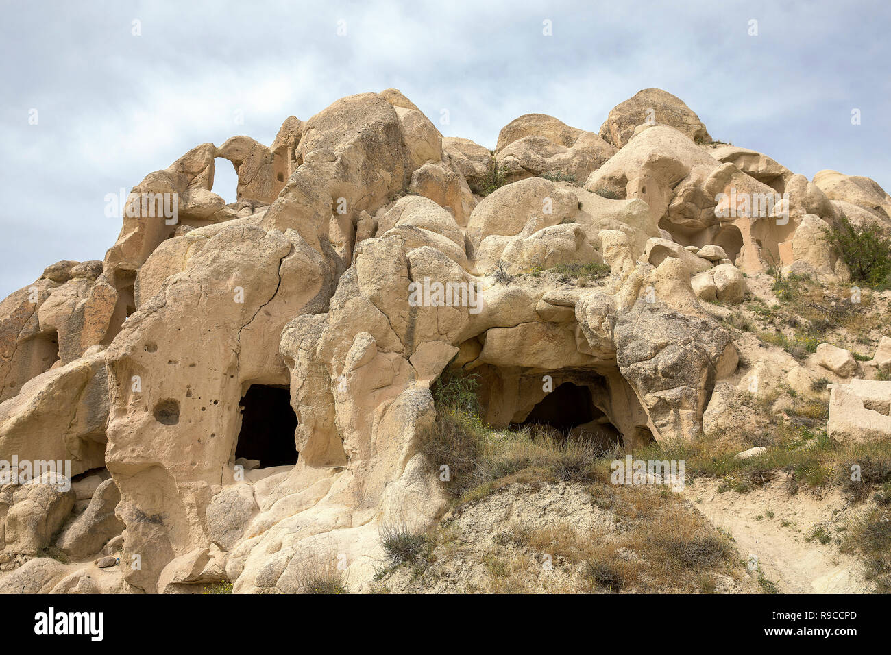 La Turquie kapadokya formations volcaniques naturelles situé dans la vallée de Göreme. Banque D'Images