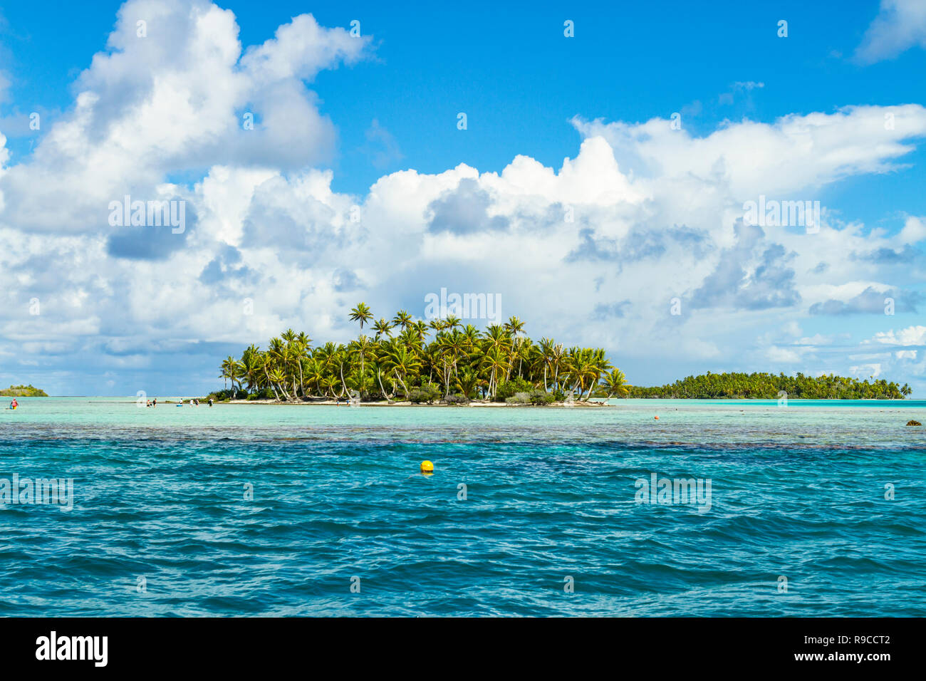 Lagon bleu d'atoll de Rangiroa, Tuamotu, Polynésie française. Banque D'Images