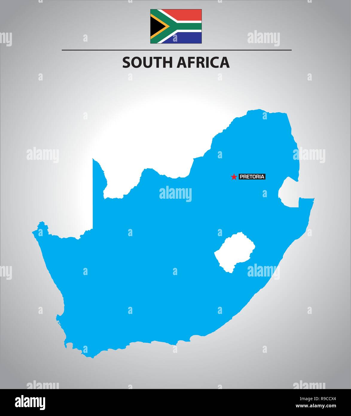 Vecteur simple contour plan d'Afrique du Sud avec le drapeau Illustration de Vecteur