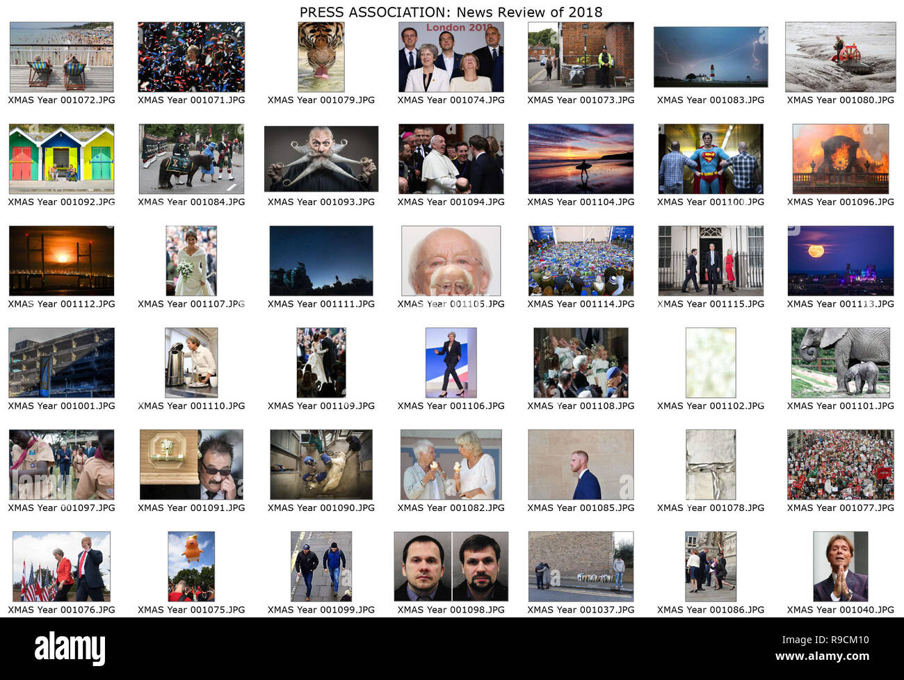 Examen de l'année 2018 Photos Contact Fiche 2 sur 3. L'Association de la presse va déposer l'examen 2018 de l'année en images aujourd'hui. C'est Formulaire de contact est un guide pour les images que vous allez recevoir. Banque D'Images