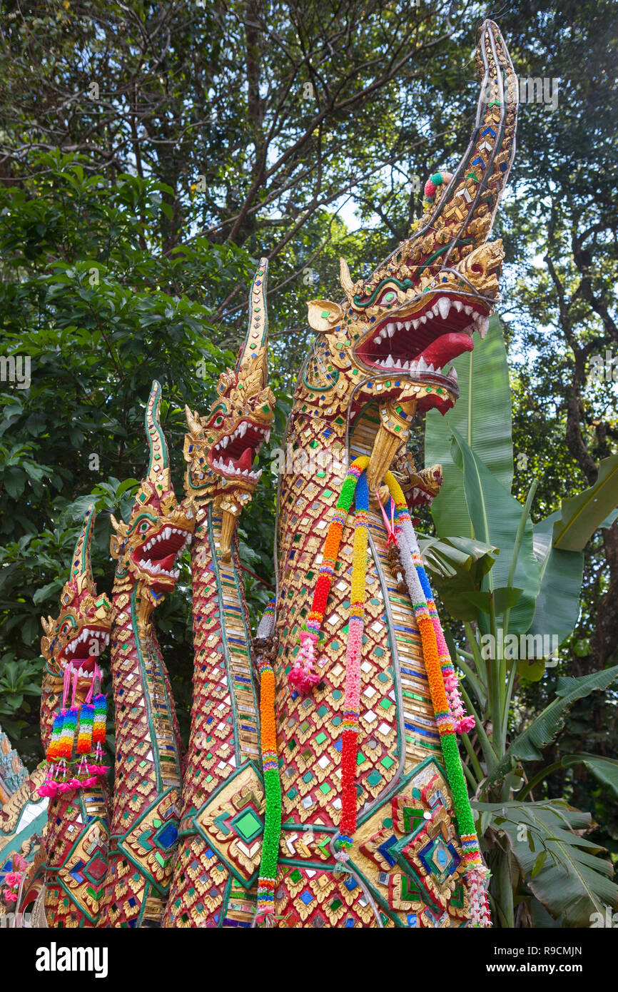 Wat Phrathat Doi Suthep temple, Chiang Mai, Thaïlande Banque D'Images