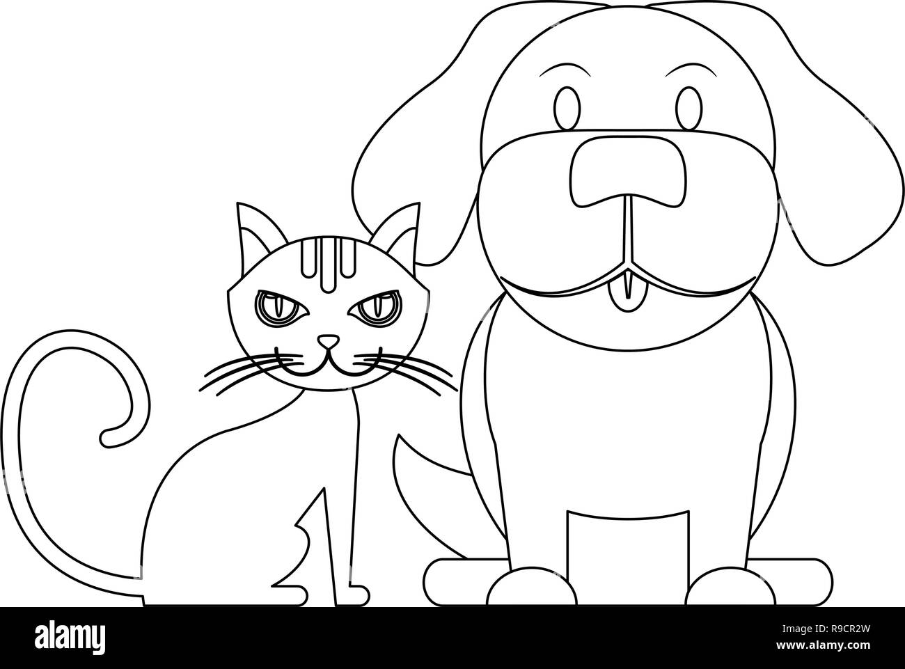 Chien Et Chat Animaux En Noir Et Blanc Image Vectorielle Stock Alamy