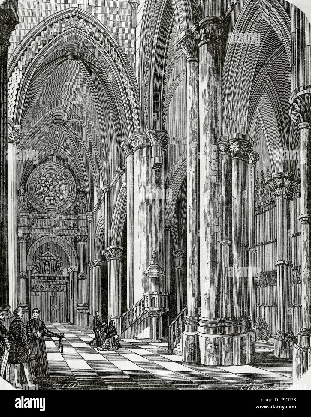 España. Castille la Manche. Cuenca. L'intérieur de la Catedral. Dibujo por Letre. Gravure por la Sierra. Crónica general de España, Historia Ilustrada Descriptiva y de sus Provincias. Castille la Nueva, 1869. Biblioteca España. Castille la Manche. Cuenca. L'intérieur de la Catedral. Dibujo por Letre. Gravure por la Sierra. Crónica general de España, Historia Ilustrada Descriptiva y de sus Provincias. Castille la Nueva, 1869. Biblioteca