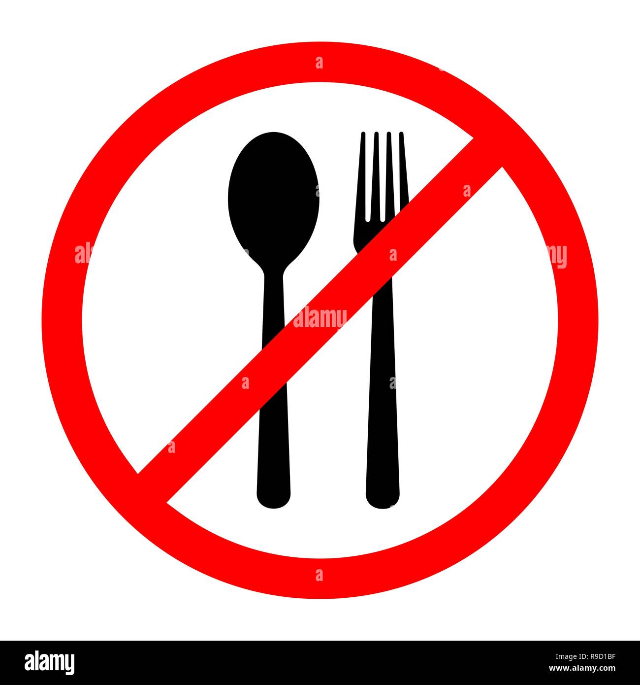 L'alimentation d'interdiction rouge signe. Vector illustration. Aucun signe de l'alimentation. Ne pas manger admis signe. Illustration de Vecteur