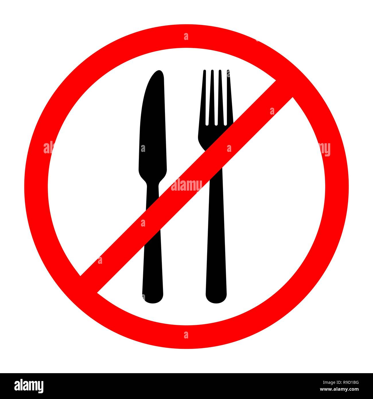 L'alimentation d'interdiction rouge signe. Vector illustration. Aucun signe de l'alimentation. Ne pas manger admis signe. Illustration de Vecteur