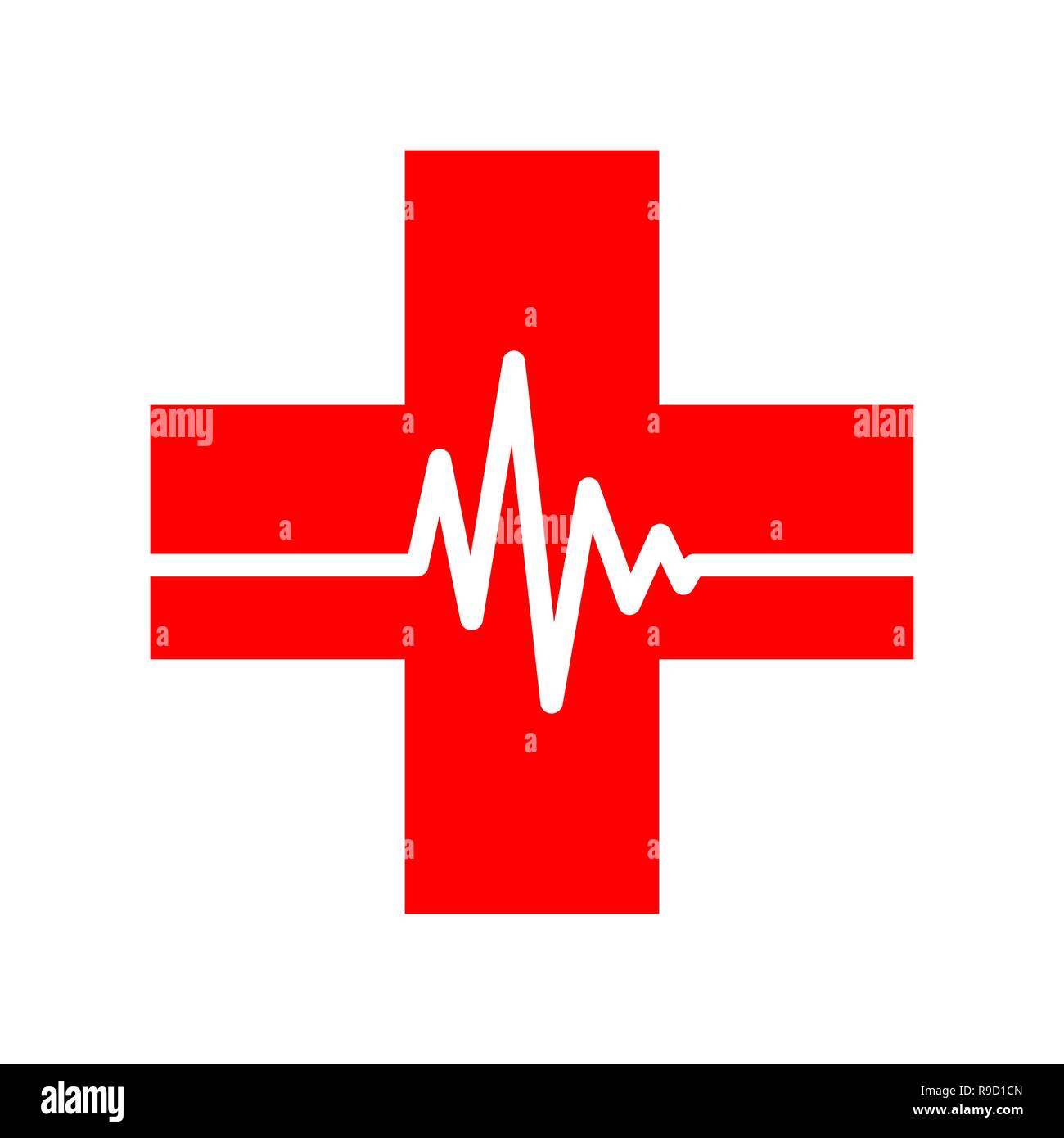 Medical croix avec l'icône de signal de télévision dans le style. Vector illustration. Symbole médical isolé rouge Illustration de Vecteur