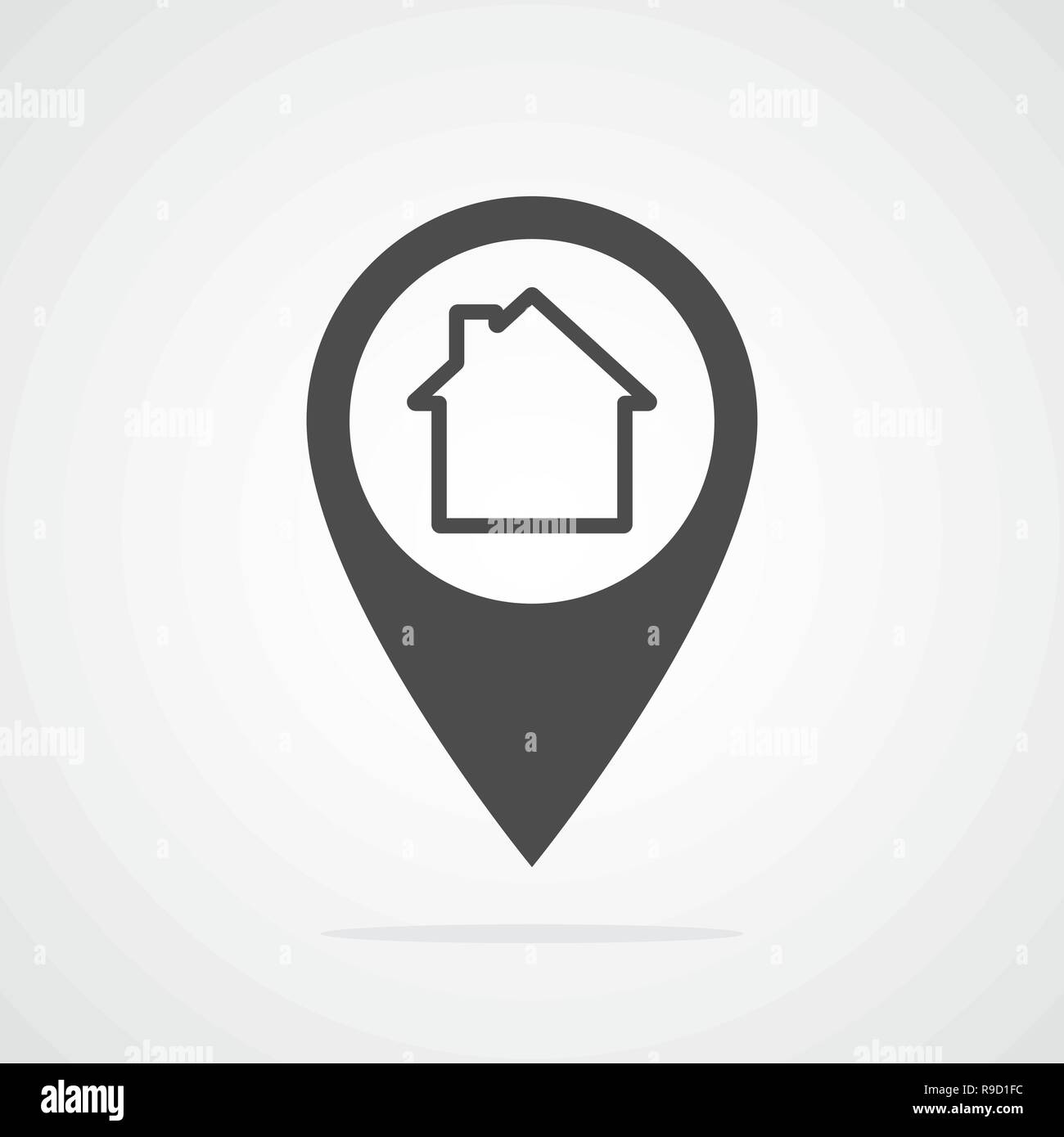 Pointeur de carte avec maison symbole. Vector illustration. L'icône de localisation Accueil Illustration de Vecteur