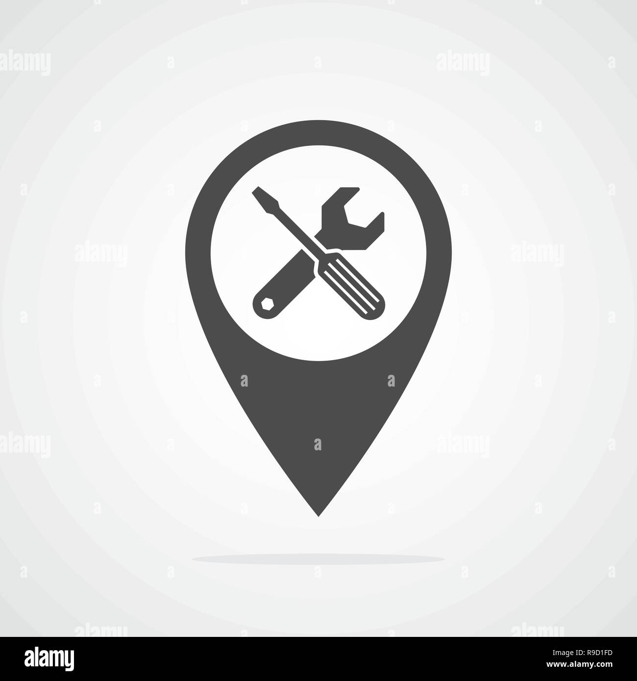 Pointeur de carte avec symbole de service. Vector illustration. L'icône de localisation de service Illustration de Vecteur