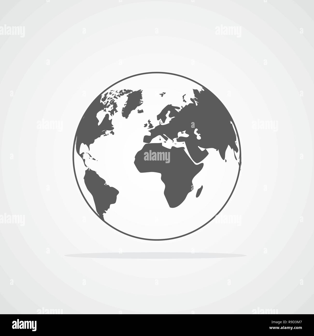 Carte du monde dans l'icône gris style plat. Vector illustration. L'icône Globe terre isolée. Illustration de Vecteur