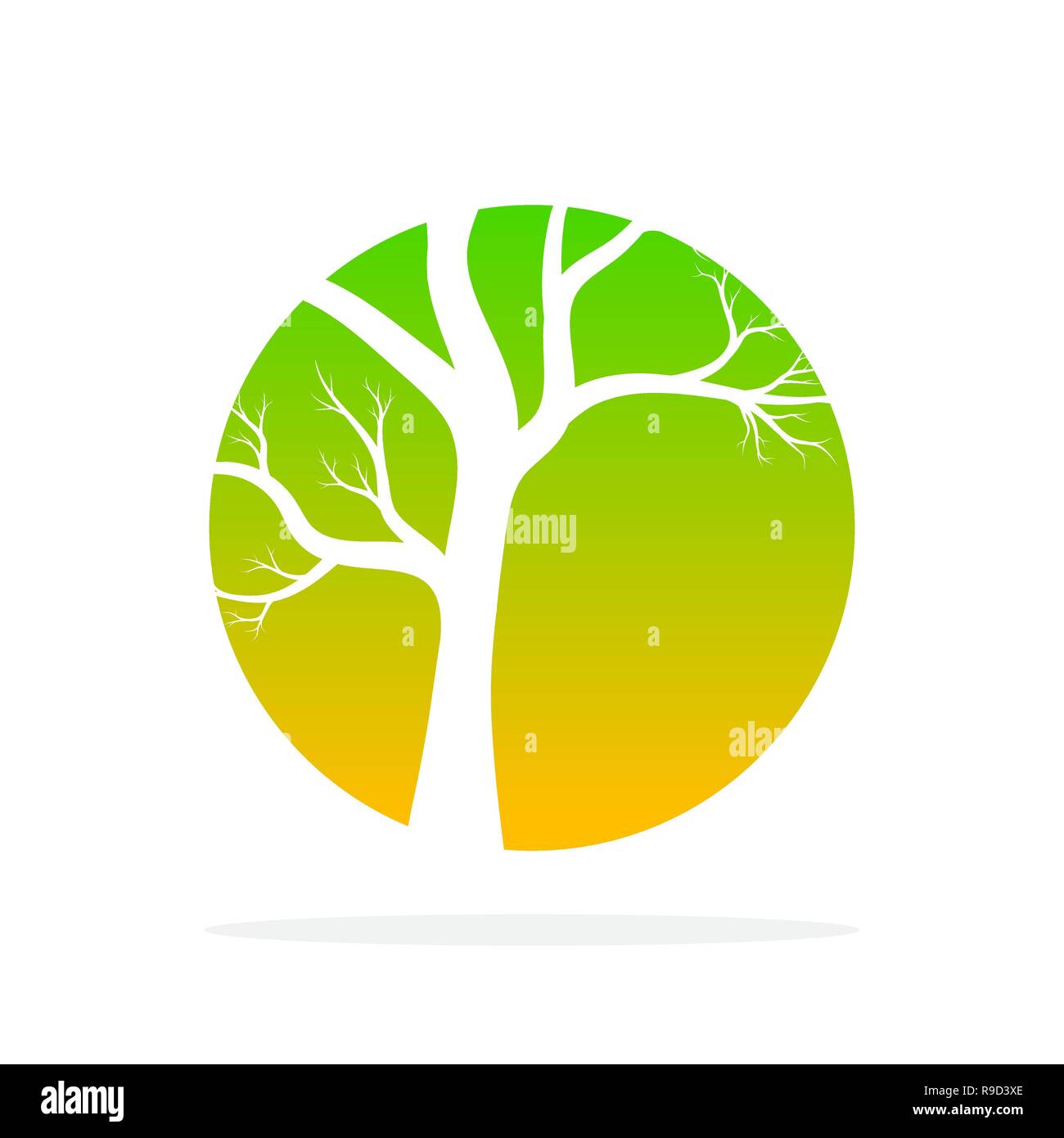Arbre vert icône ronde en version plate. Vector illustration. Arbre abstrait sous la forme d'un cercle, isolé Illustration de Vecteur