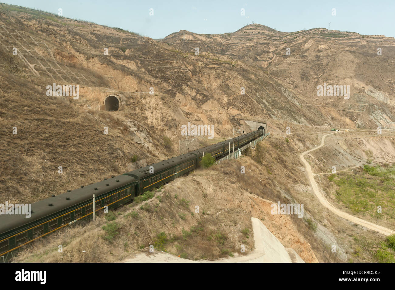 Le système de train au Xinjiang, Route de la soie. Turpan - Kachgar, la Chine. Banque D'Images