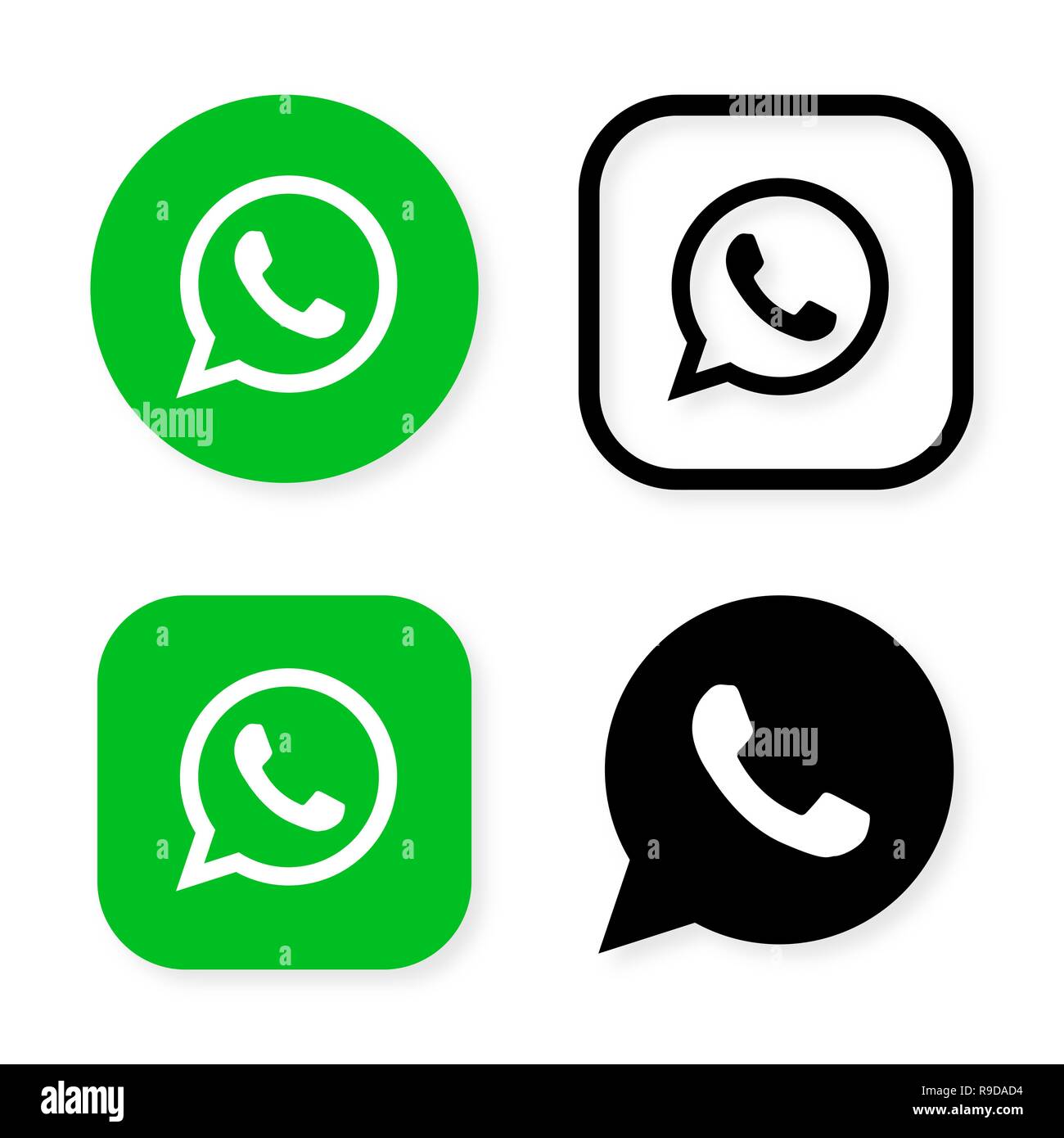 Combiné téléphonique icône dans bulle sur fond vert. Whats app messenger icône logo, symbole, l'assurance-chômage. Vector illustration Illustration de Vecteur