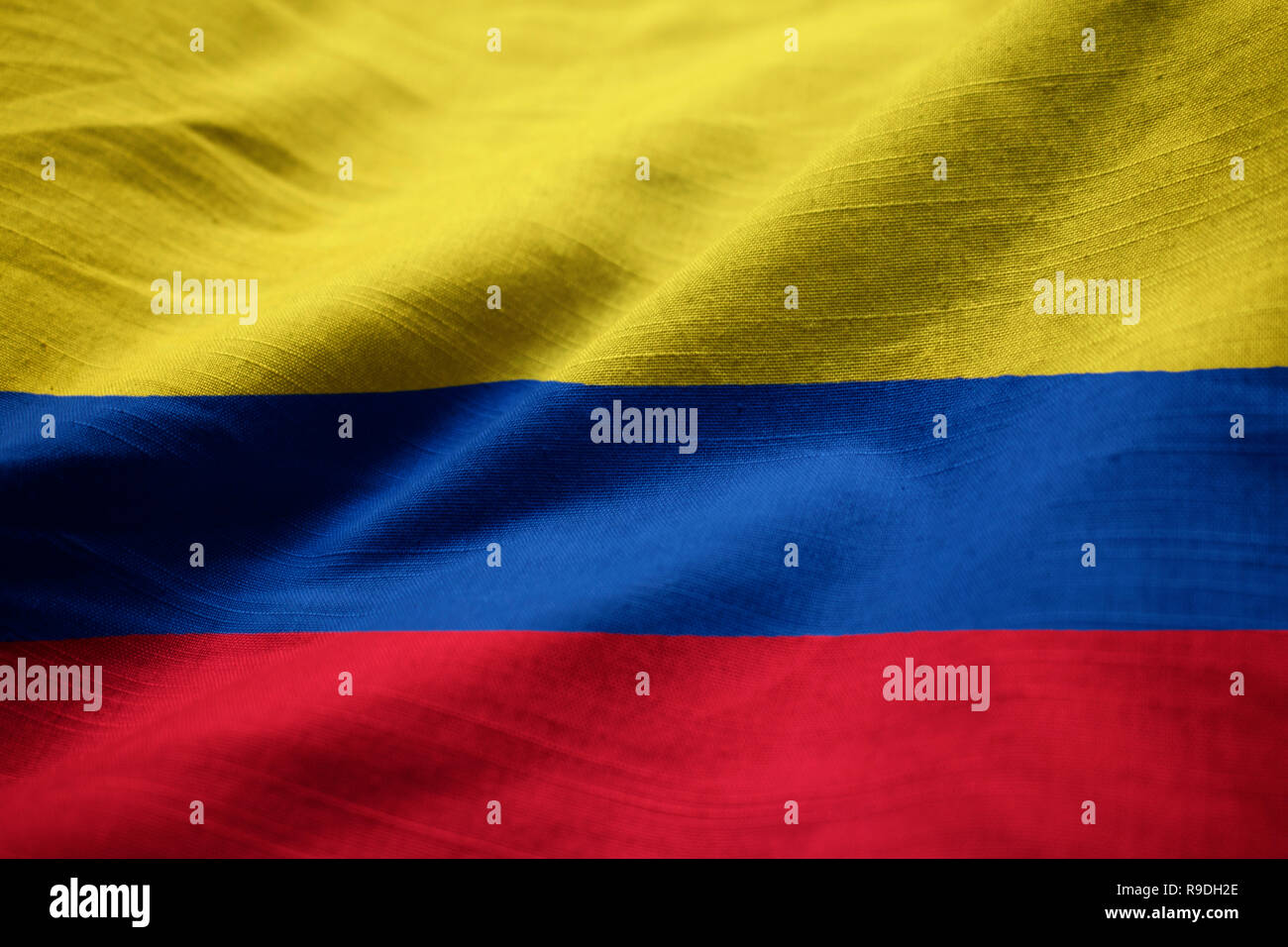 Gros plan du talon et la Colombie, la Colombie Drapeau Flag Blowing in Wind Banque D'Images