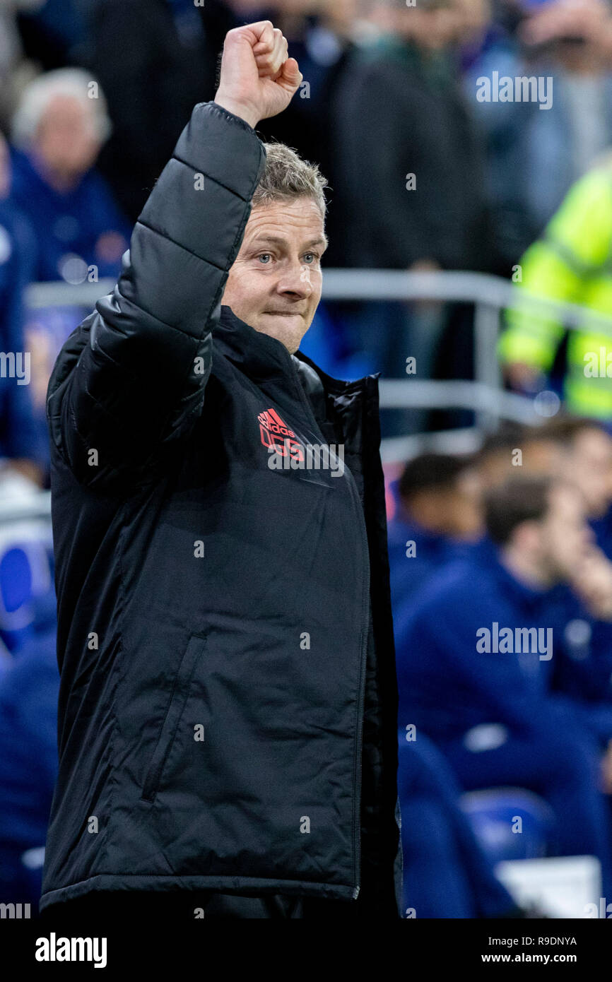 CARDIFF, Royaume-Uni. 22 décembre 2018. Un match de football entre Cardiiff City FC et Manchester United FC en Premier League. Une première victoire pour United manager Ole Gunnar Solskjaer qui a été nommé directeur intérimaire pour le club. Score final au Cardiff City Stadium, Cardiff City 1-5 Manchester United. © Crédit : Matthieu Lofthouse/Alamy Live News Banque D'Images