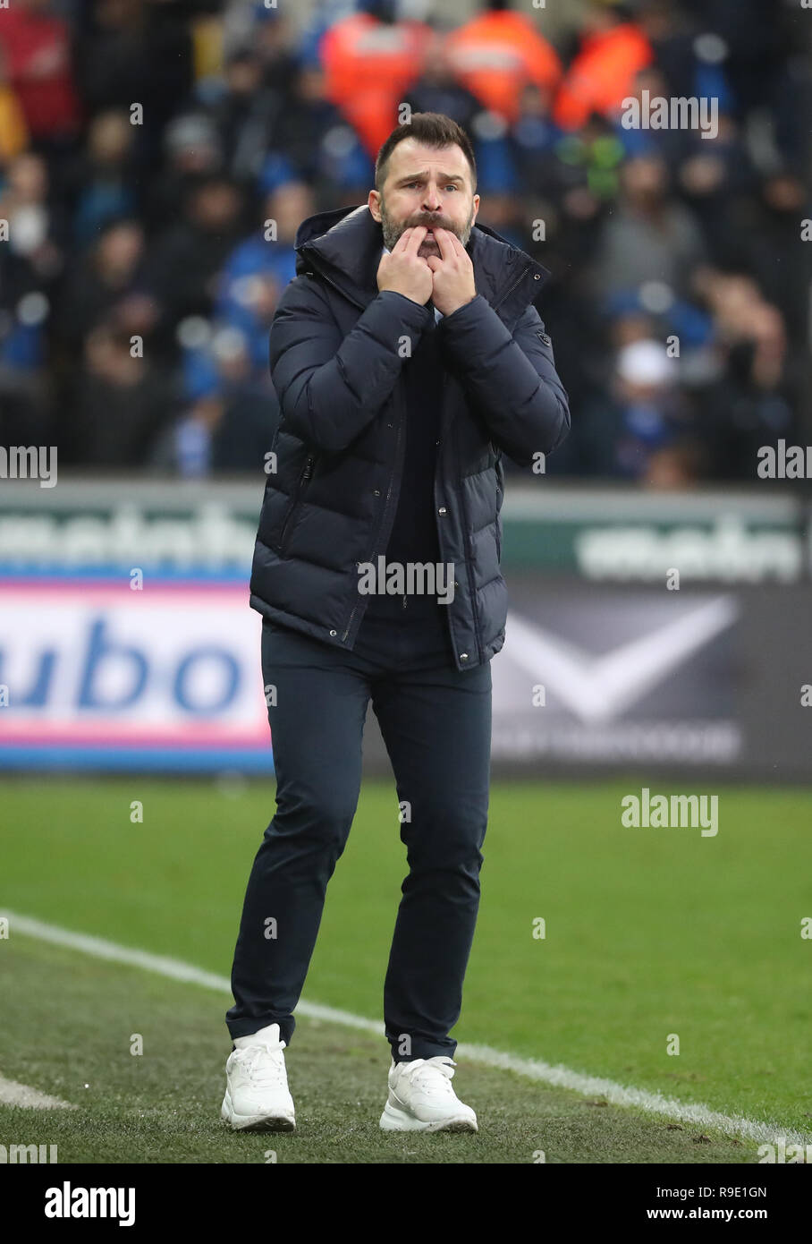 Bruges, Belgique. 23 décembre 2018. Ivan Leko, entraîneur-chef du Club Brugge réagit au cours de la Jupiler Pro League match day 20 entre le Club de Bruges et le Royal Antwerp FC le 23 décembre 2018 à Bruges, Belgique. (Photo de Vincent Van Doornick/Isosport) Credit : Pro Shots/Alamy Live News Banque D'Images