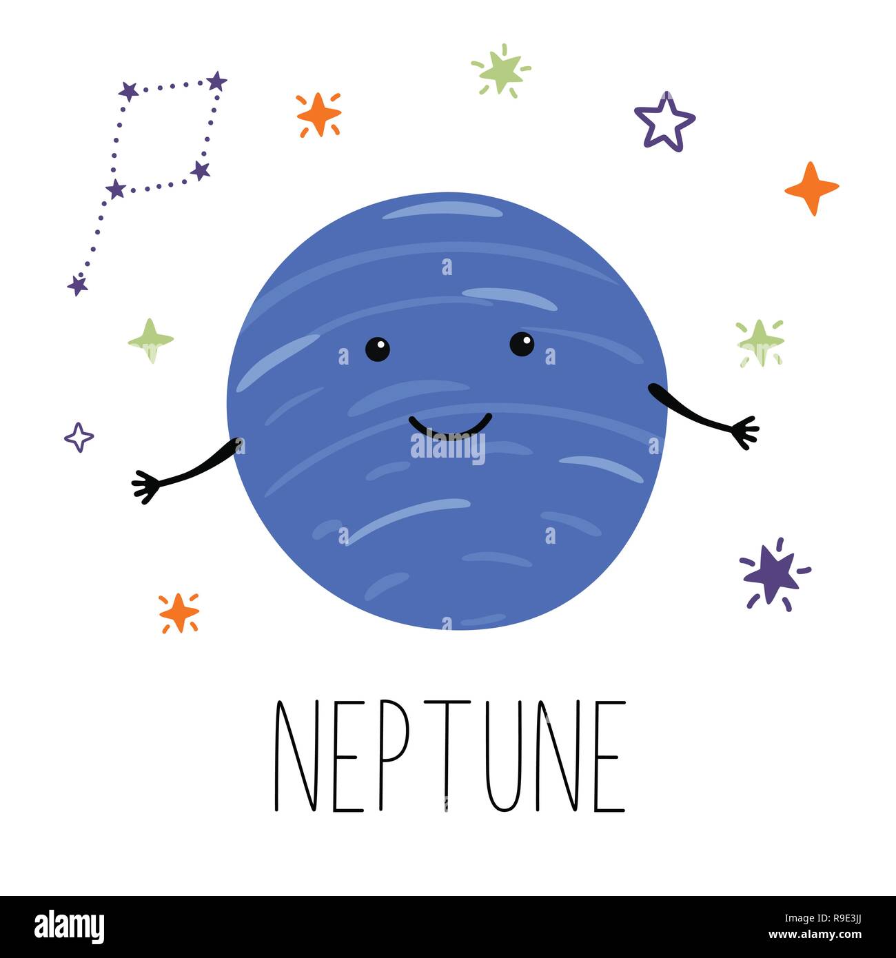 La Planete Neptune Planete Avec Les Mains Et Les Yeux Vector Illustration Pour Les Enfants On White Background Isoles Cute Imprimer Produits Pour Bebes Image Vectorielle Stock Alamy