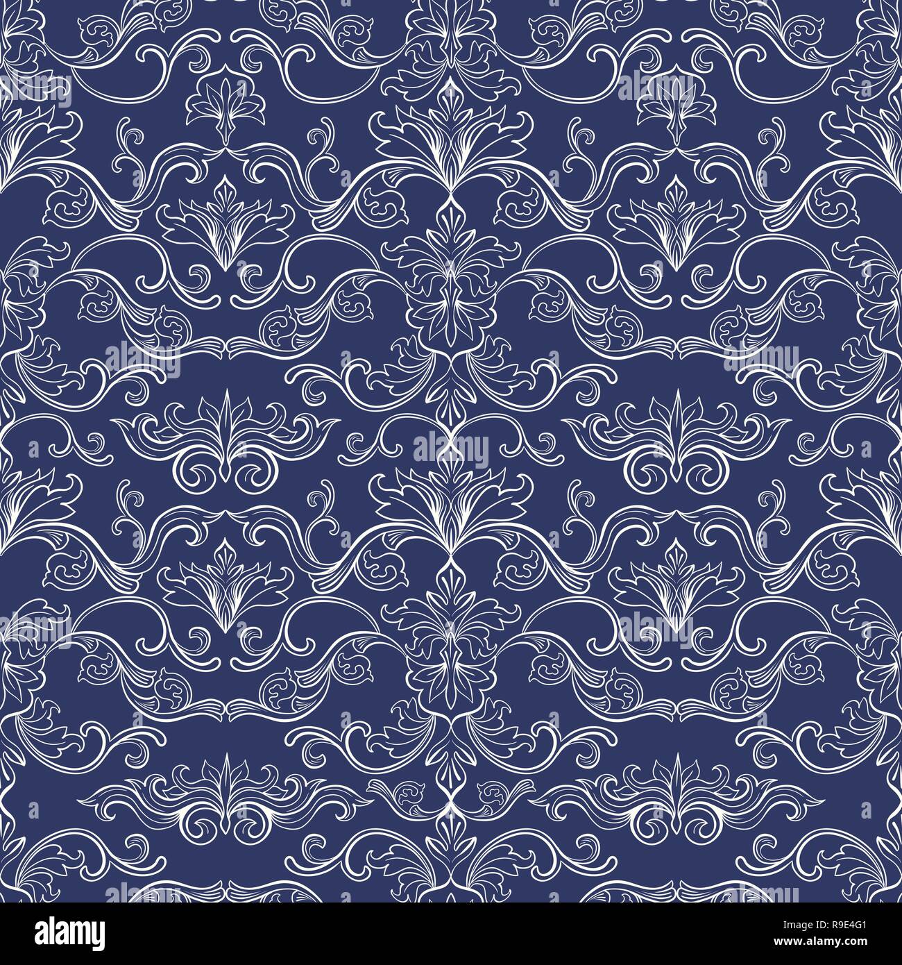 Téléchargement gratuit Images Vecteur Damasse Motif Transparent Style Vintage Papier Peint actualisé par