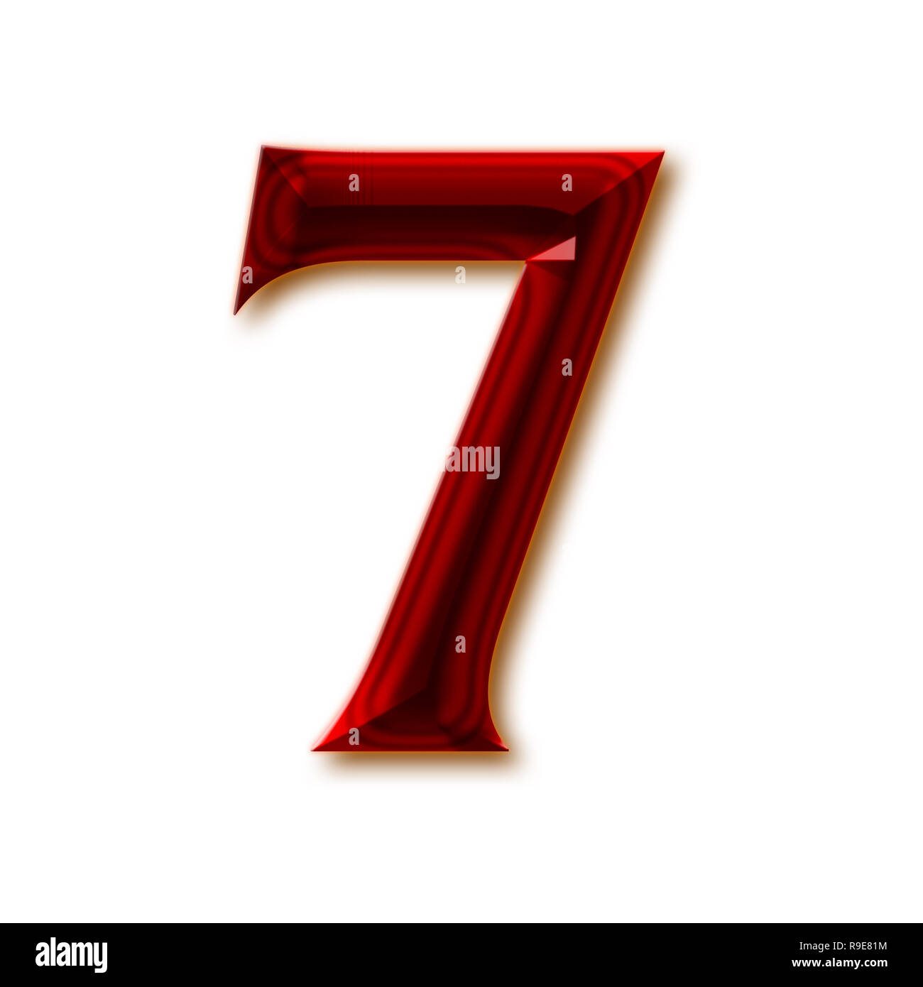 7 nombre de facettes, alphabet élégant rubis brillant gemstone lettres, chiffres et signes de ponctuation Banque D'Images