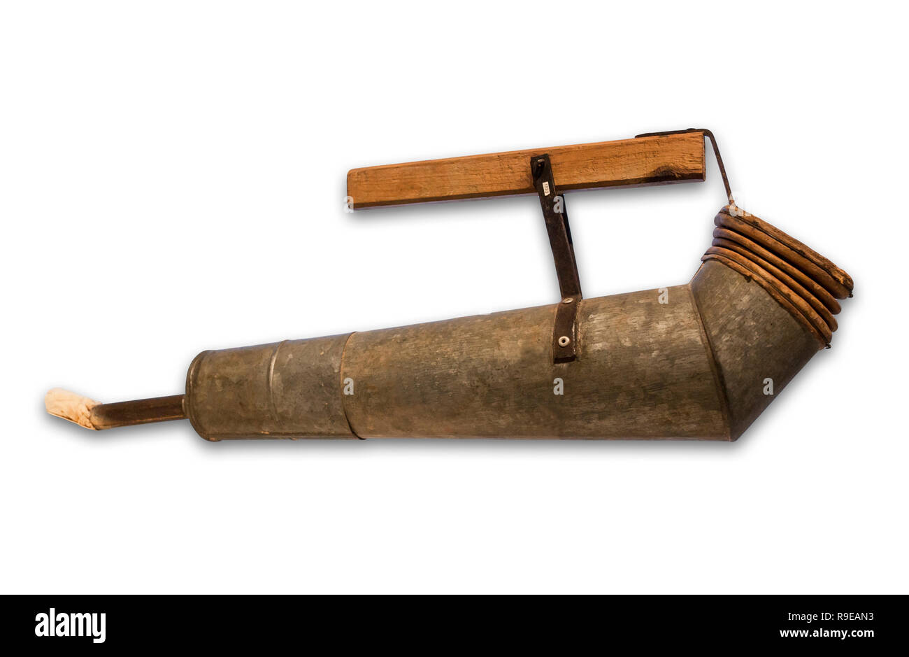 Ancien manuel duster ou Huron, utilisé pour l'application de pesticides. Longtemps utilisé pour le traitement dans les vignes Banque D'Images