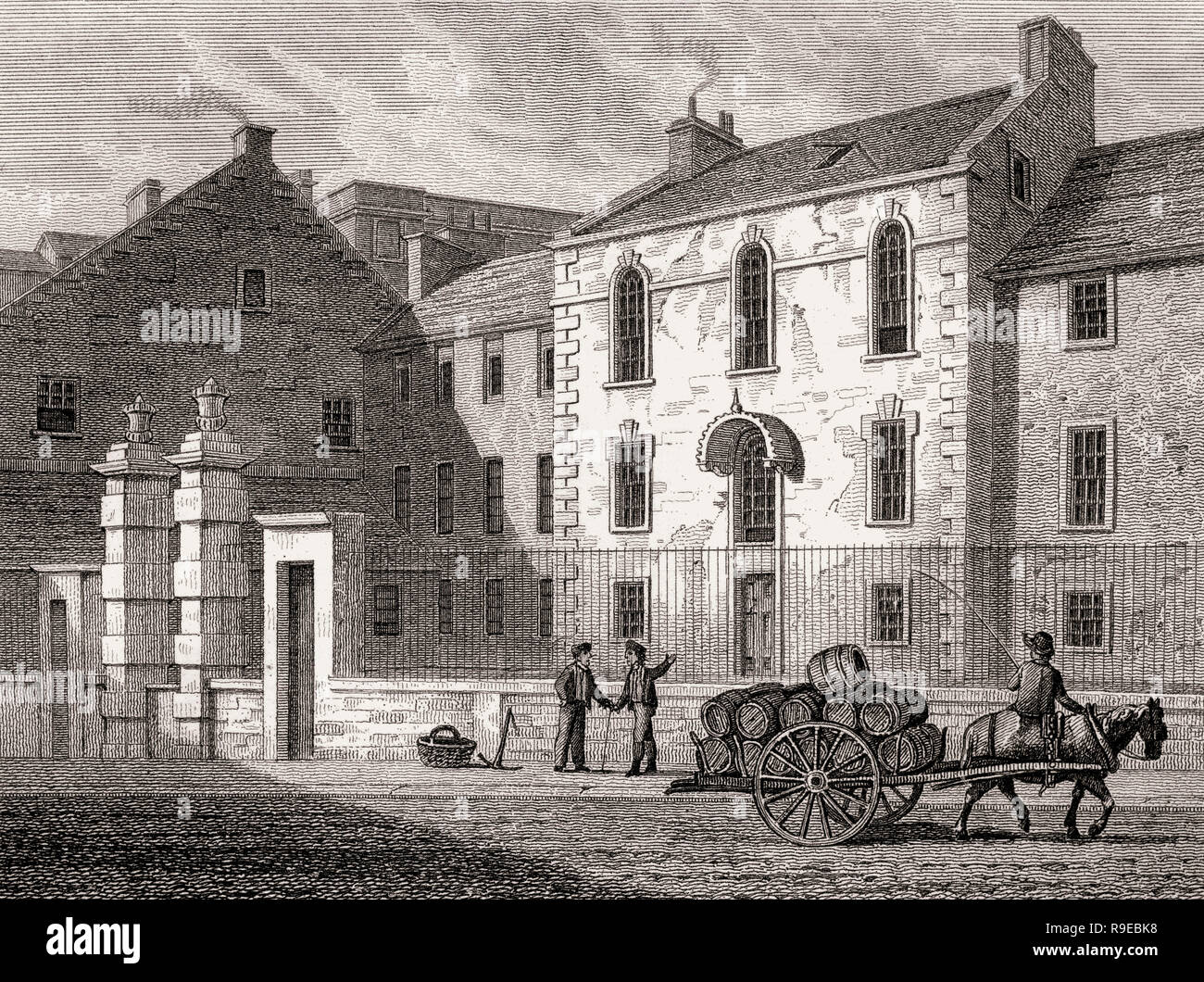 Des métiers de l'hôpital de jeune fille, Édimbourg, Écosse, 19e siècle, les vues à Edimbourg par J. & S. H. Storer Banque D'Images