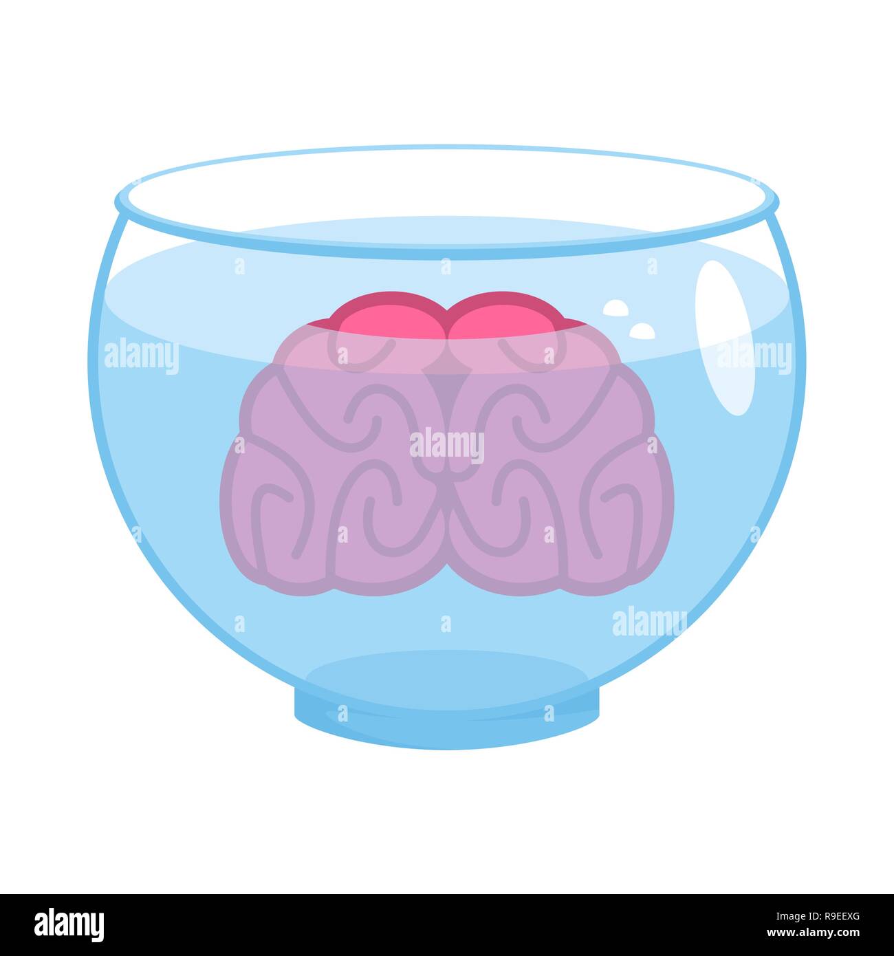 Le cerveau dans l'aquarium. Cerveaux dans l'eau. Vector Illustration de Vecteur