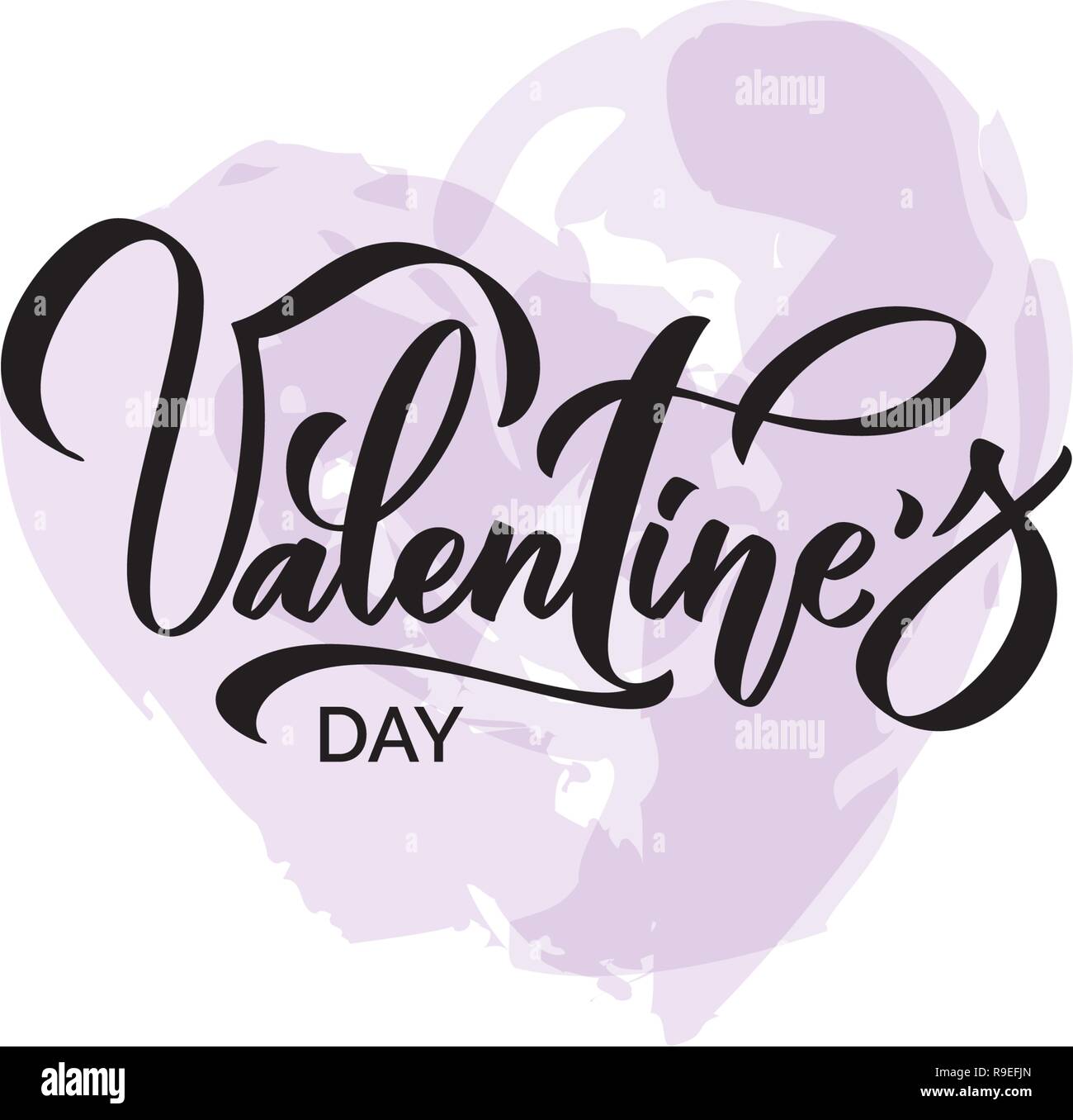 Bonne Saint Valentin carte vectorielle. Happy Valentine's Day le lettrage. Coeur dessiné à la main. Illustration de Vecteur
