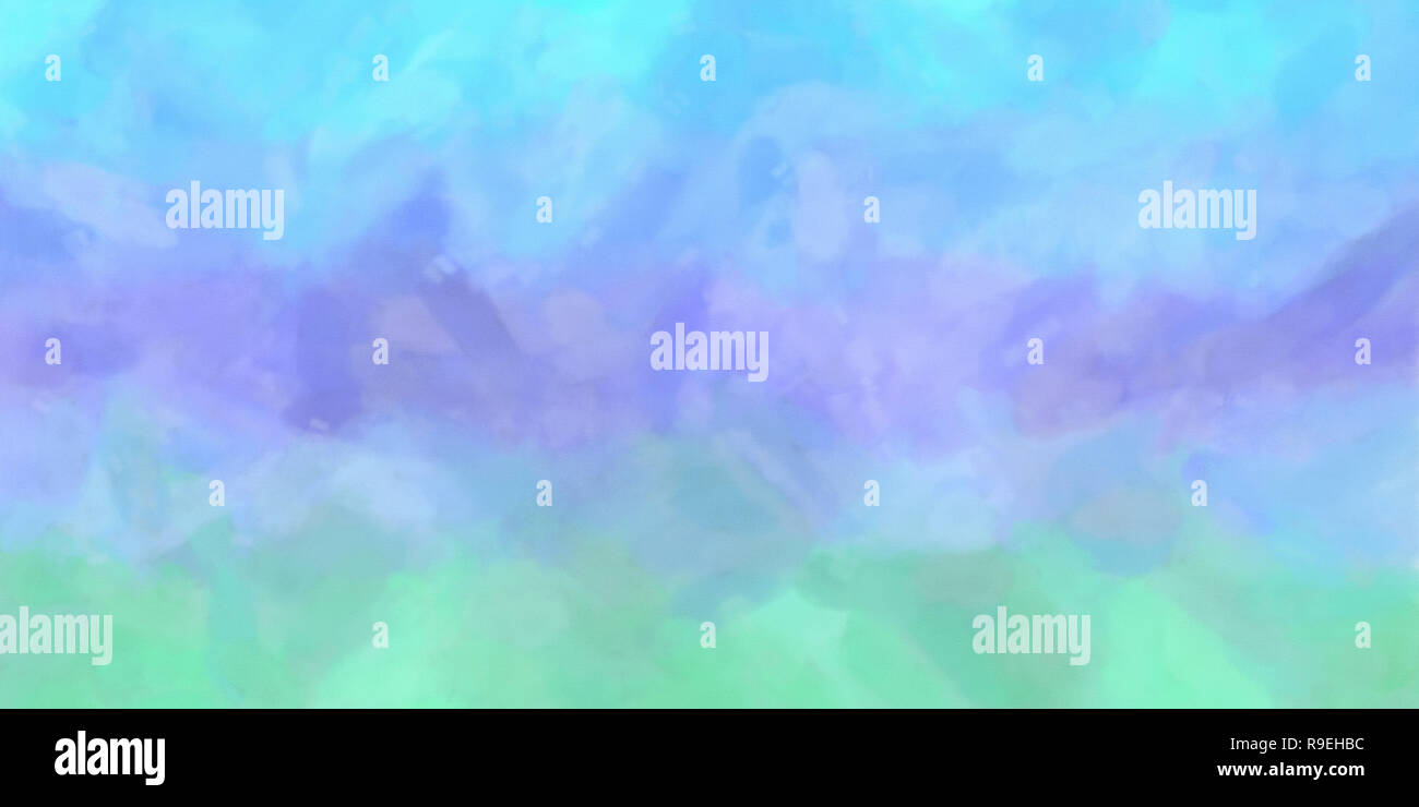 Violet Vert Bleu aquarelle, background. Illustration numérique couleur simulant la texture du papier à aquarelle véritable. Banque D'Images