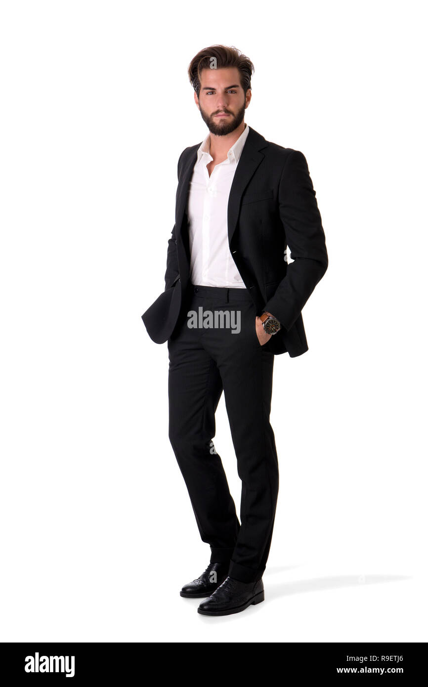 Longueur totale de l'élégant jeune homme abattu avec tailleur Banque D'Images