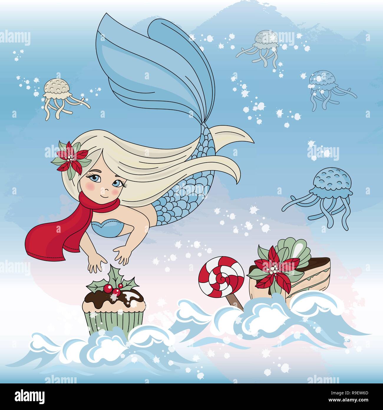 Nouvelle Annee Douce Sirene Illustration Vecteur De Couleur Definie Pour Anniversaire Et Fete Decorations Murales Livre De Bebe Scrapbooking Albums Photos Et Imprimer La Carte Image Vectorielle Stock Alamy