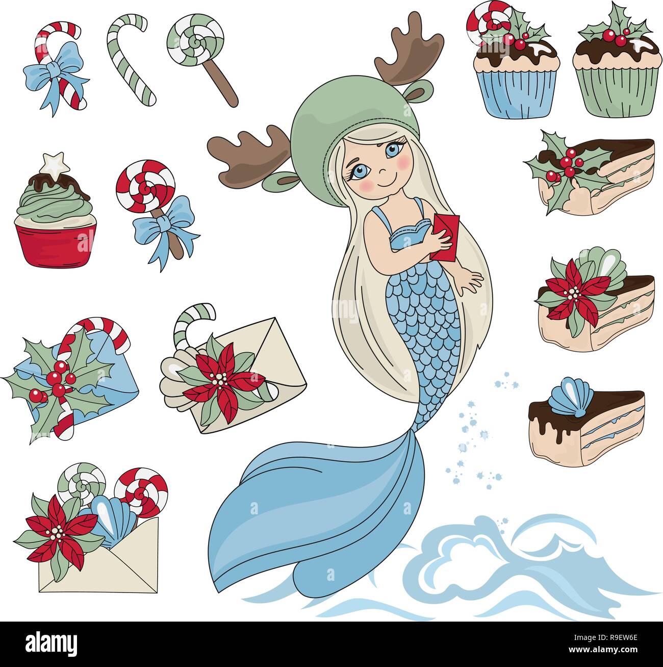 Sweet Mermaid Serie Nouvelle Annee Vecteur De Couleur Illustration Pour Anniversaire Et Fete Decorations Murales Scrapbooking Livre Pour Bebe Albums Photos Et Imprimer La Carte Image Vectorielle Stock Alamy