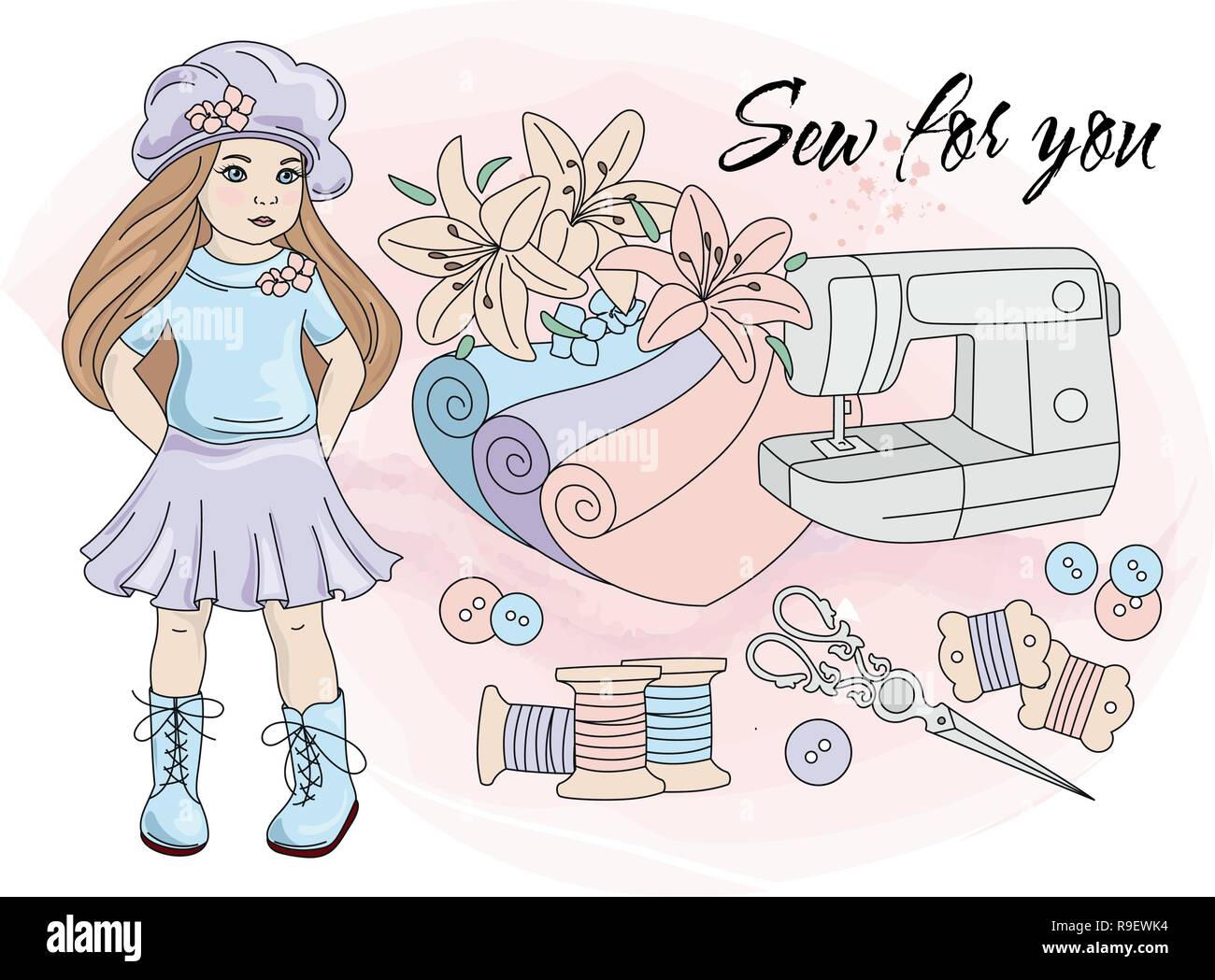 Cartoon Pour Vous Coudre Clipart Vector Illustration Couleur