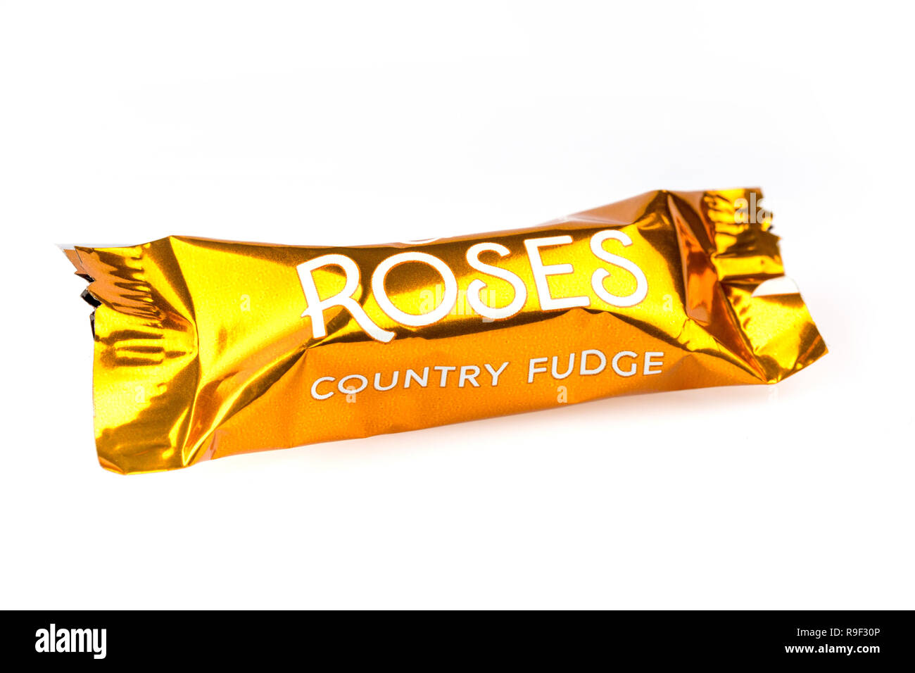 Pays Fudge au chocolat Cadbury's roses sur fond blanc Banque D'Images