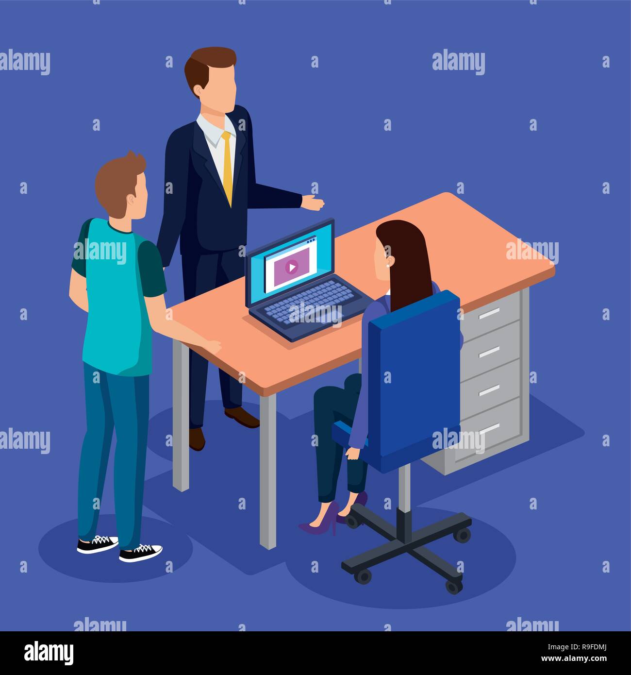 Les gens d'affaires dans le milieu de travail Illustration de Vecteur
