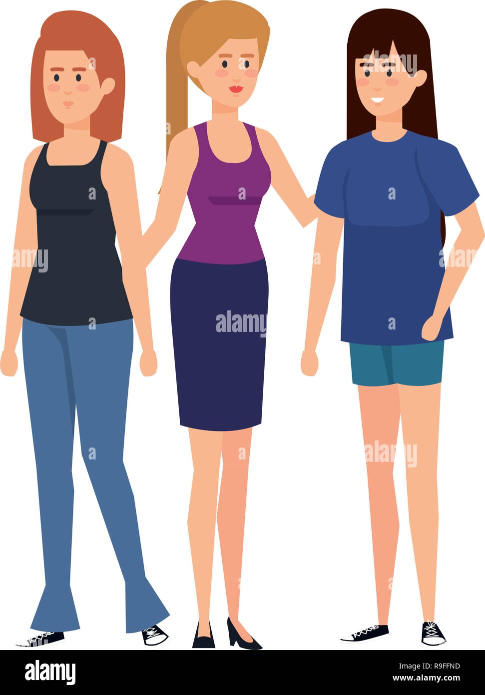 Groupe de femmes personnages Illustration de Vecteur