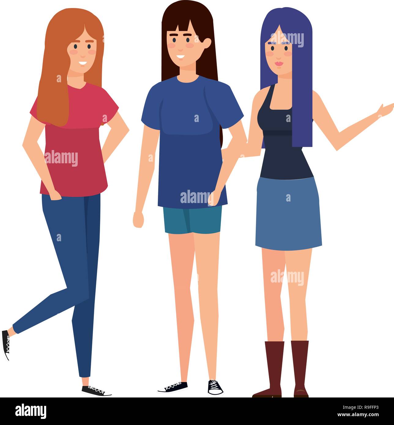 Groupe de femmes personnages Illustration de Vecteur