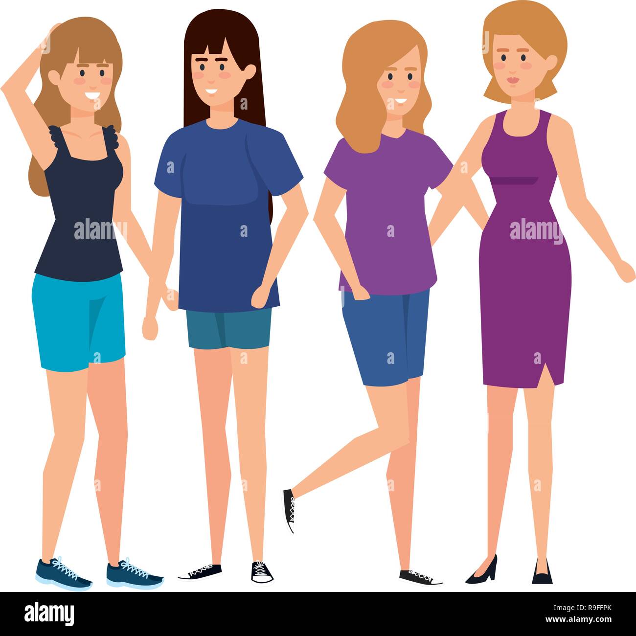 Groupe de femmes personnages Illustration de Vecteur