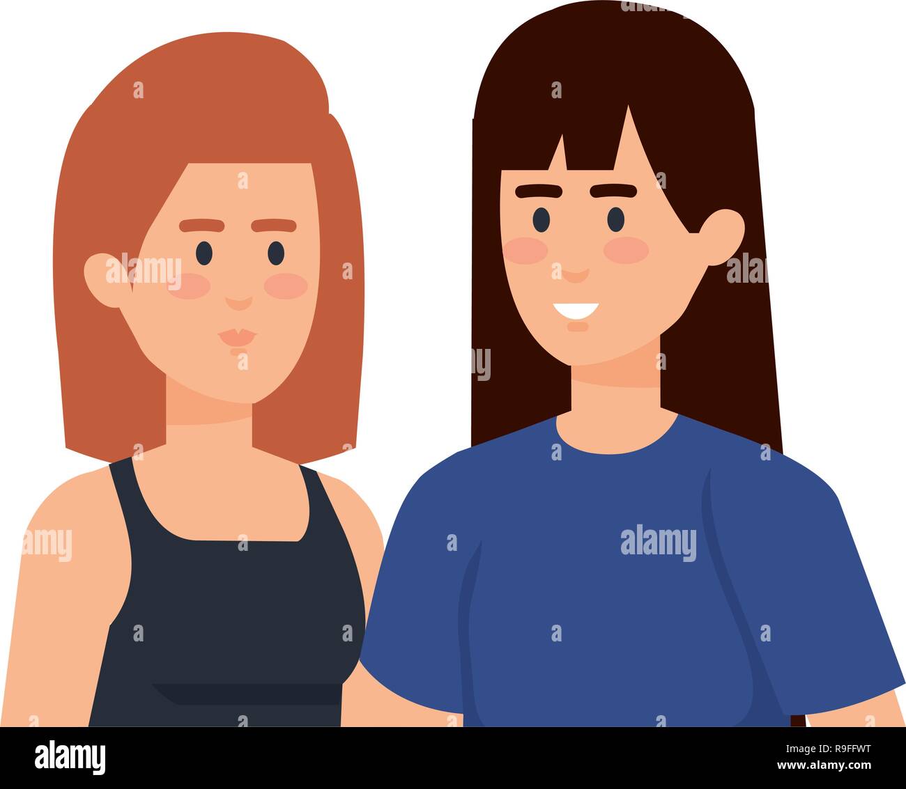 Couple de personnages féminins Illustration de Vecteur