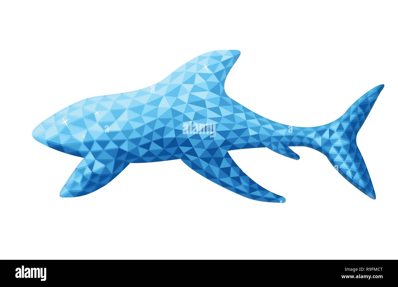 Conception de vecteur à faible requin style poly. Animal de l'Australie. La couleur bleue. Isolé sur fond blanc. Silhouette d'un animal à partir de polygones. Illustration de Vecteur