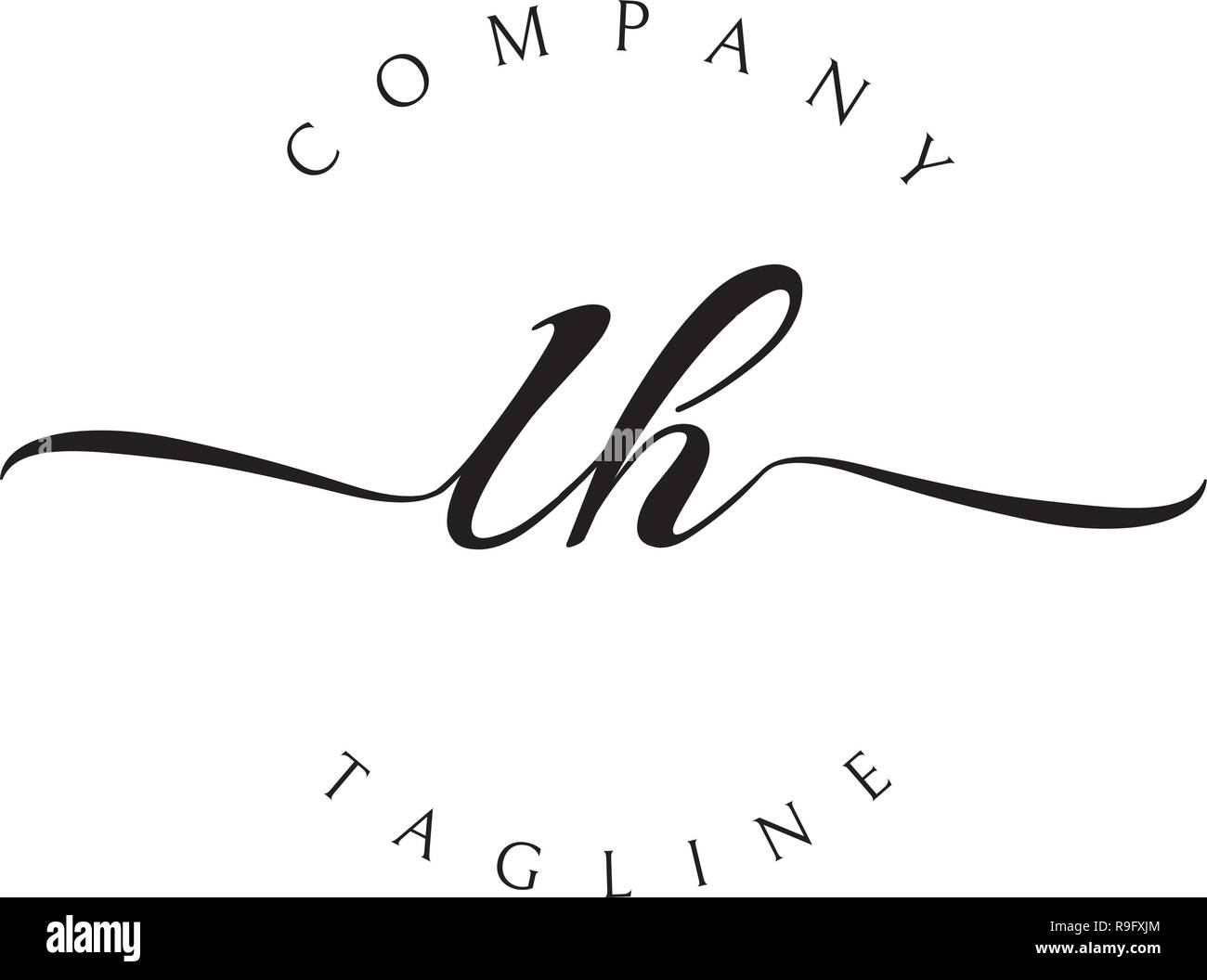 Le logo des initiales L et H en forme ronde. Illustration de Vecteur