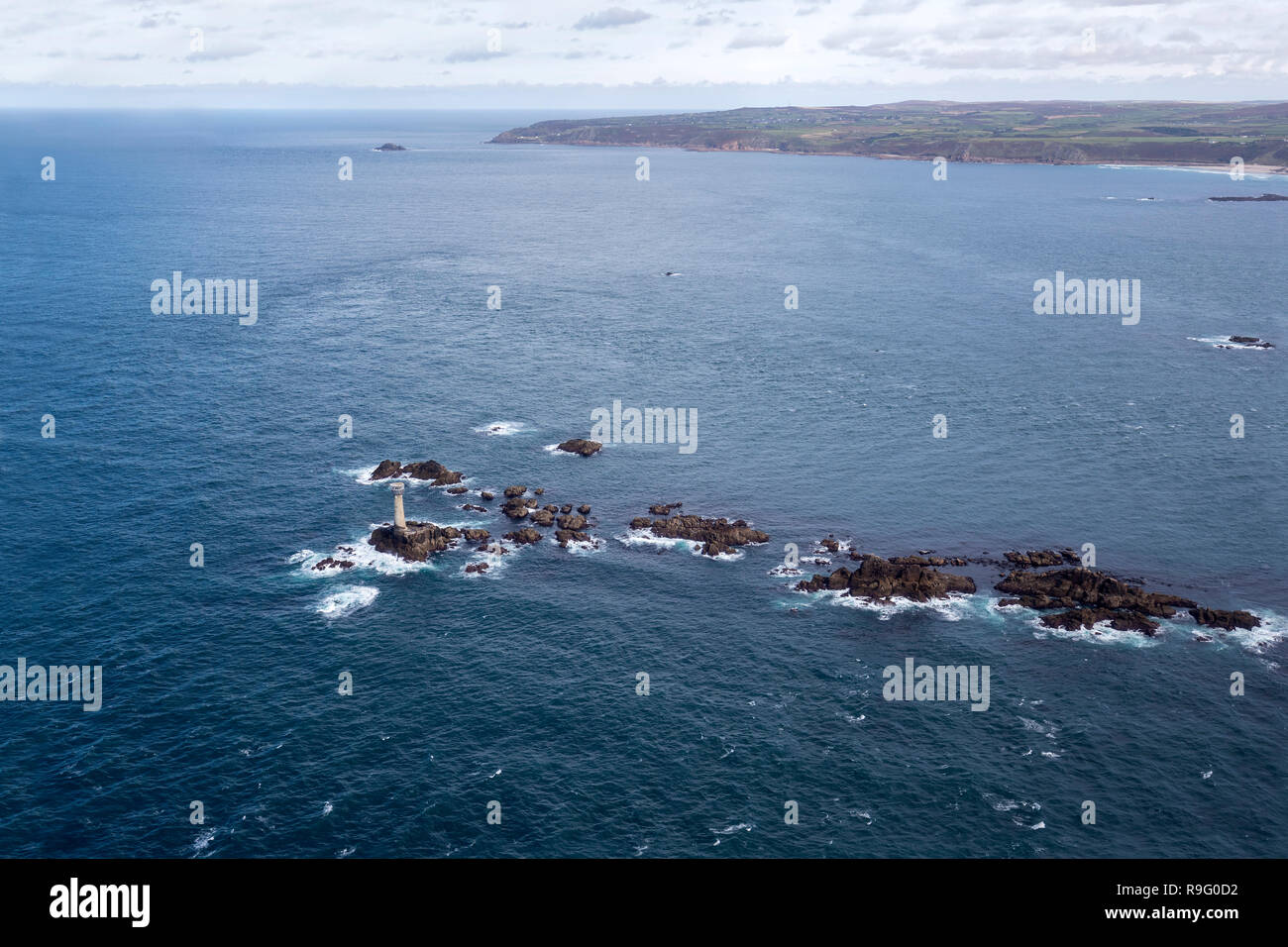 Phare de la drakkars ; air ; Cornwall, UK Banque D'Images