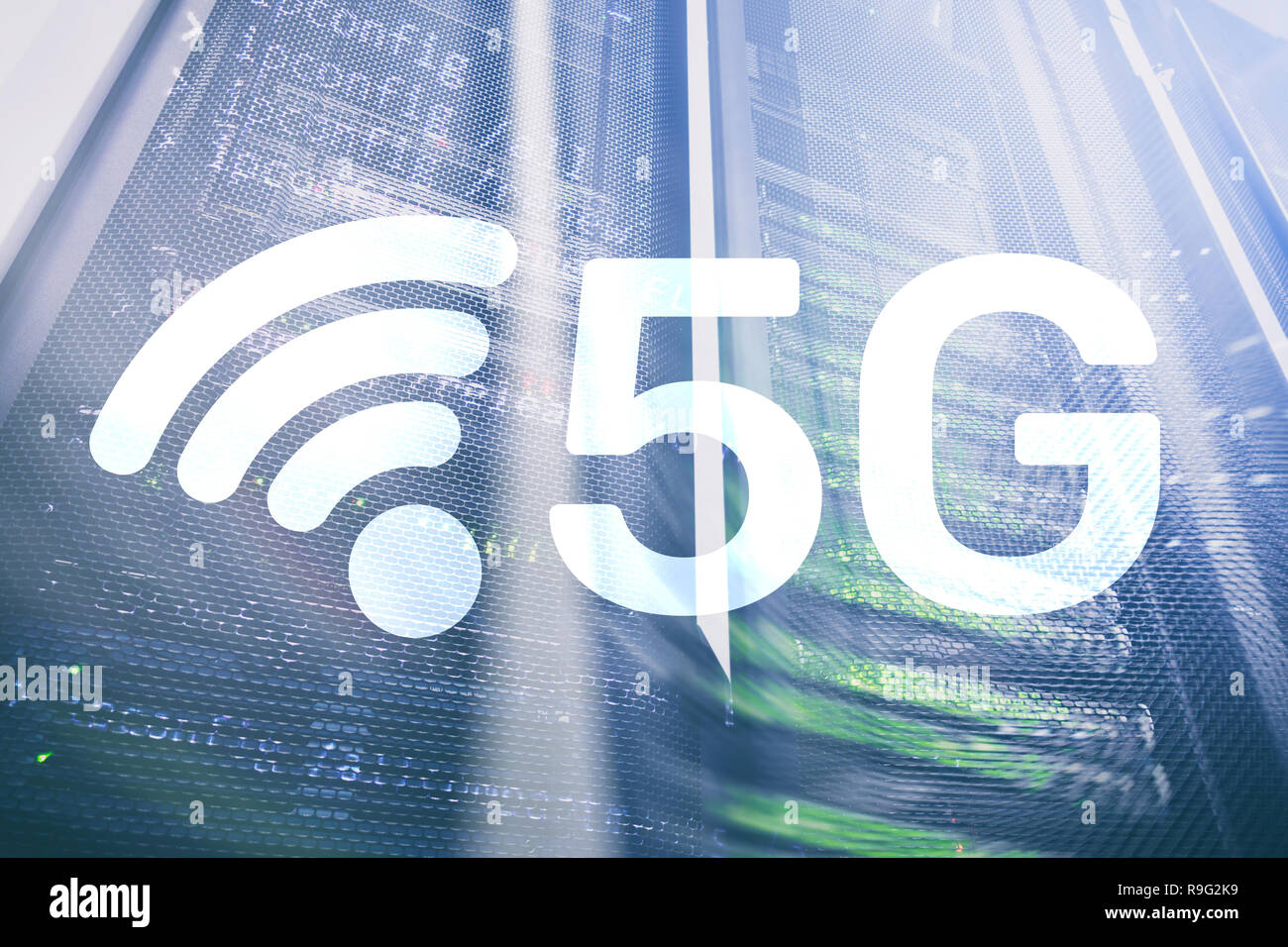 5G La connexion internet sans fil rapide des technologies mobiles de communication concept. Banque D'Images