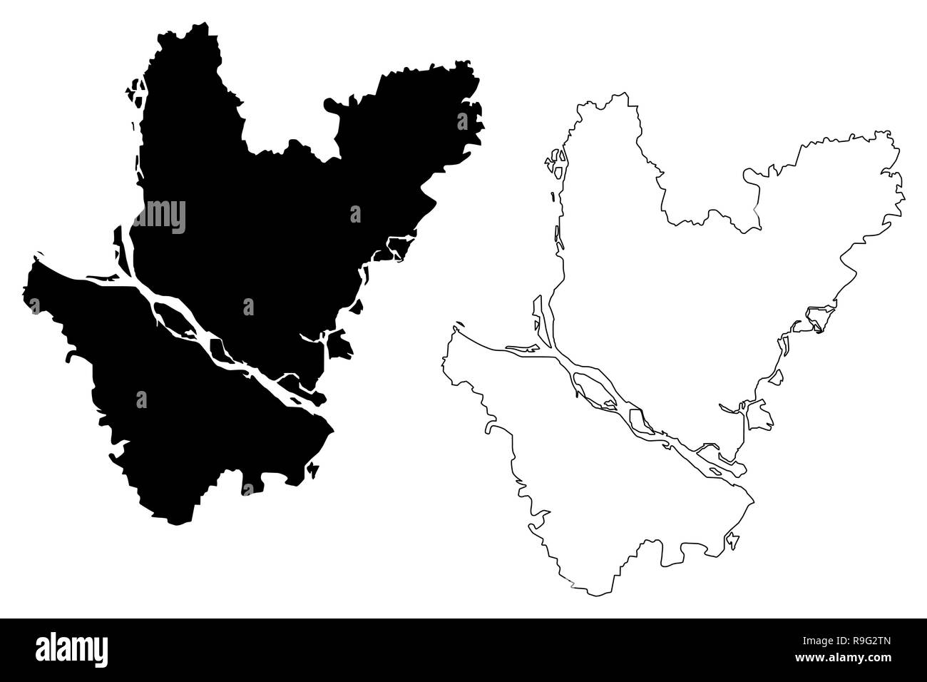 La Division de Dhaka (divisions administratives du Bangladesh) map vector illustration, scribble sketch carte Dhaka Illustration de Vecteur