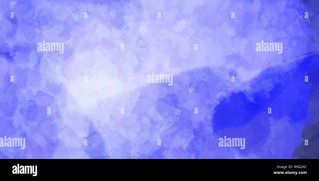 Blanc bleu aquarelle background. Illustration numérique couleur simulant la texture du papier à aquarelle véritable. Banque D'Images
