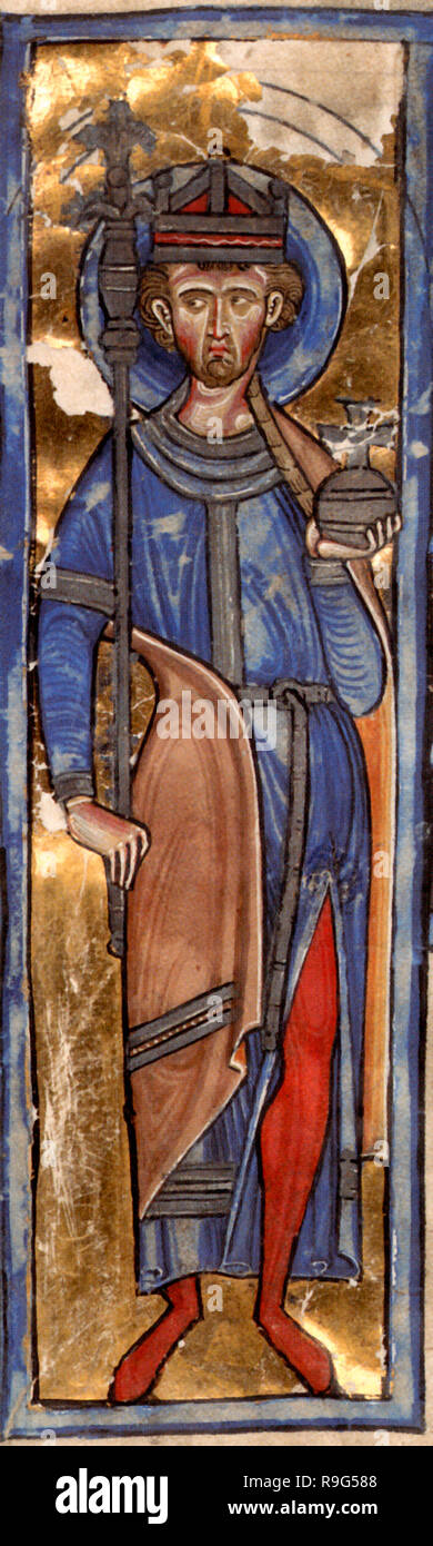 St Oswald, couronné comme un roi. Le roi Oswald de Northumbrie, 642 Banque D'Images