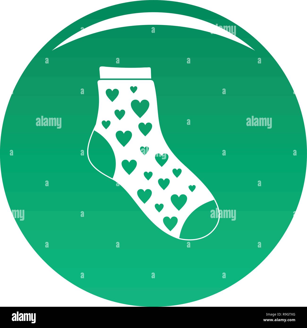 Chaussette avec icône en forme de cœur. Simple illustration de chaussette avec coeur icône vecteur pour toute conception green Illustration de Vecteur