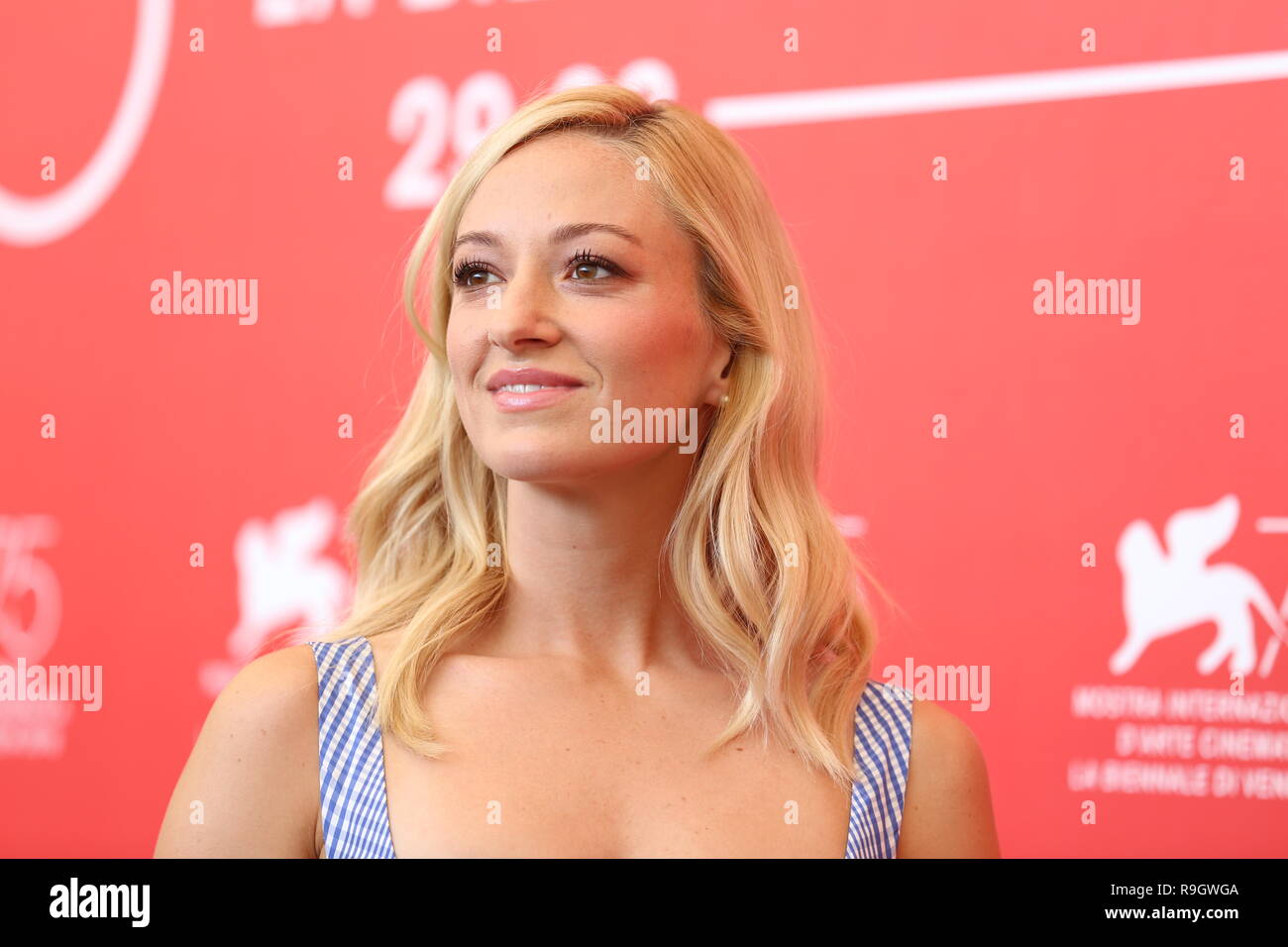 Venise, Italie - 29 août, 2018 : Olivia Hamilton assiste à la première 'homme' photocall au 75e Festival International du Film de Venise (Ph : Mickael Chavet) Banque D'Images