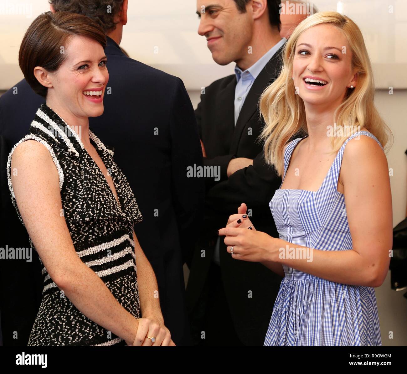 Venise, Italie - 29 août, 2018 : Claire Foy et Olivia Hamilton tout sourire au 'Premier Homme' photocall au Festival du Film de Venise (Ph : Mickael Chavet) Banque D'Images