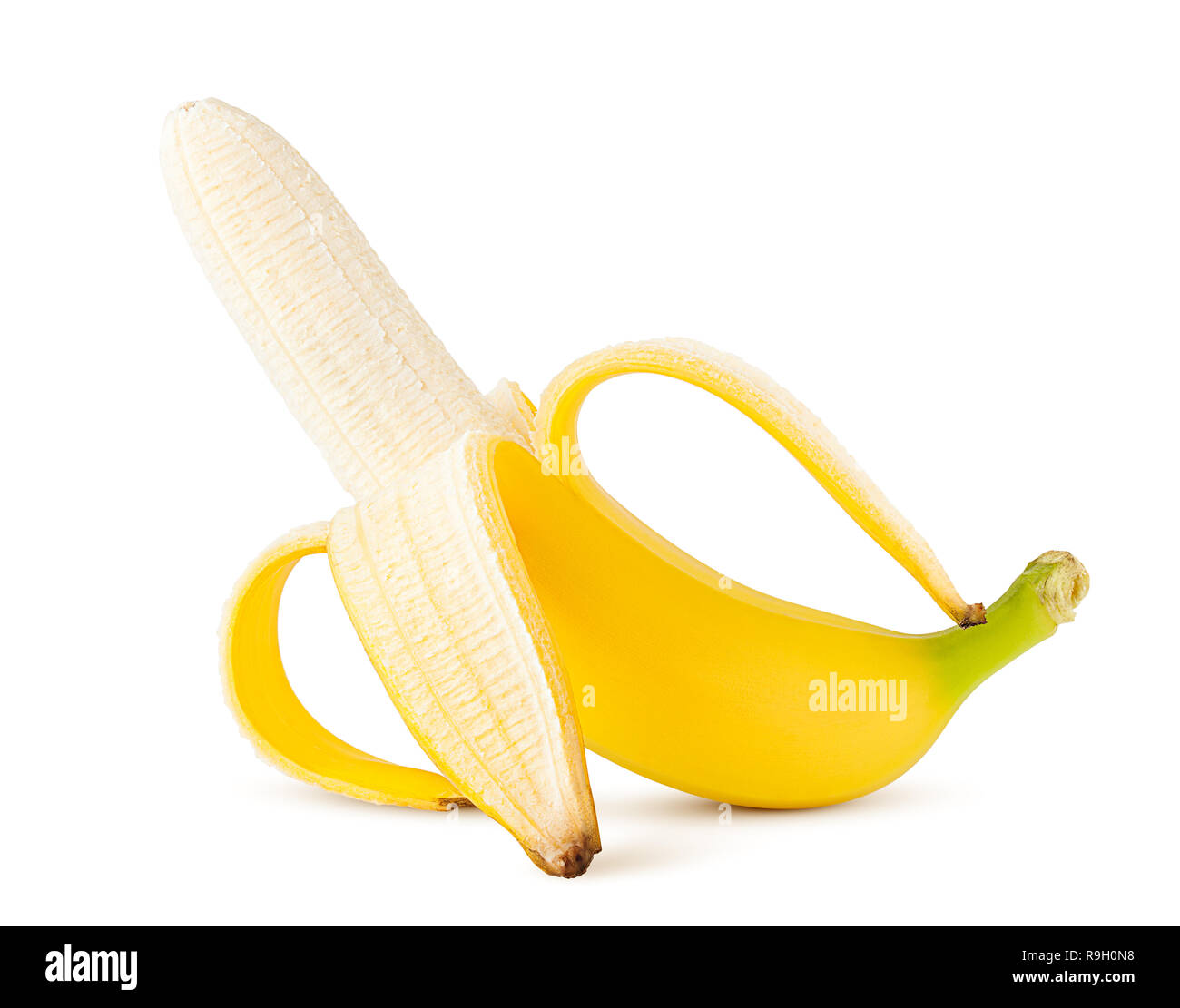 Banana isolé sur fond blanc, chemin de détourage, pleine profondeur de champ Banque D'Images