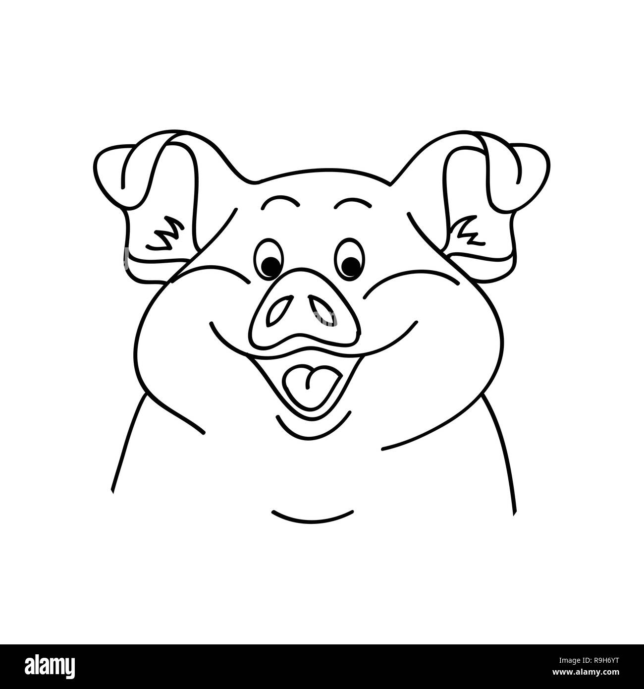 Cochon sur un fond blanc. Vector illustration de cochon. Cartoon pig face Illustration de Vecteur