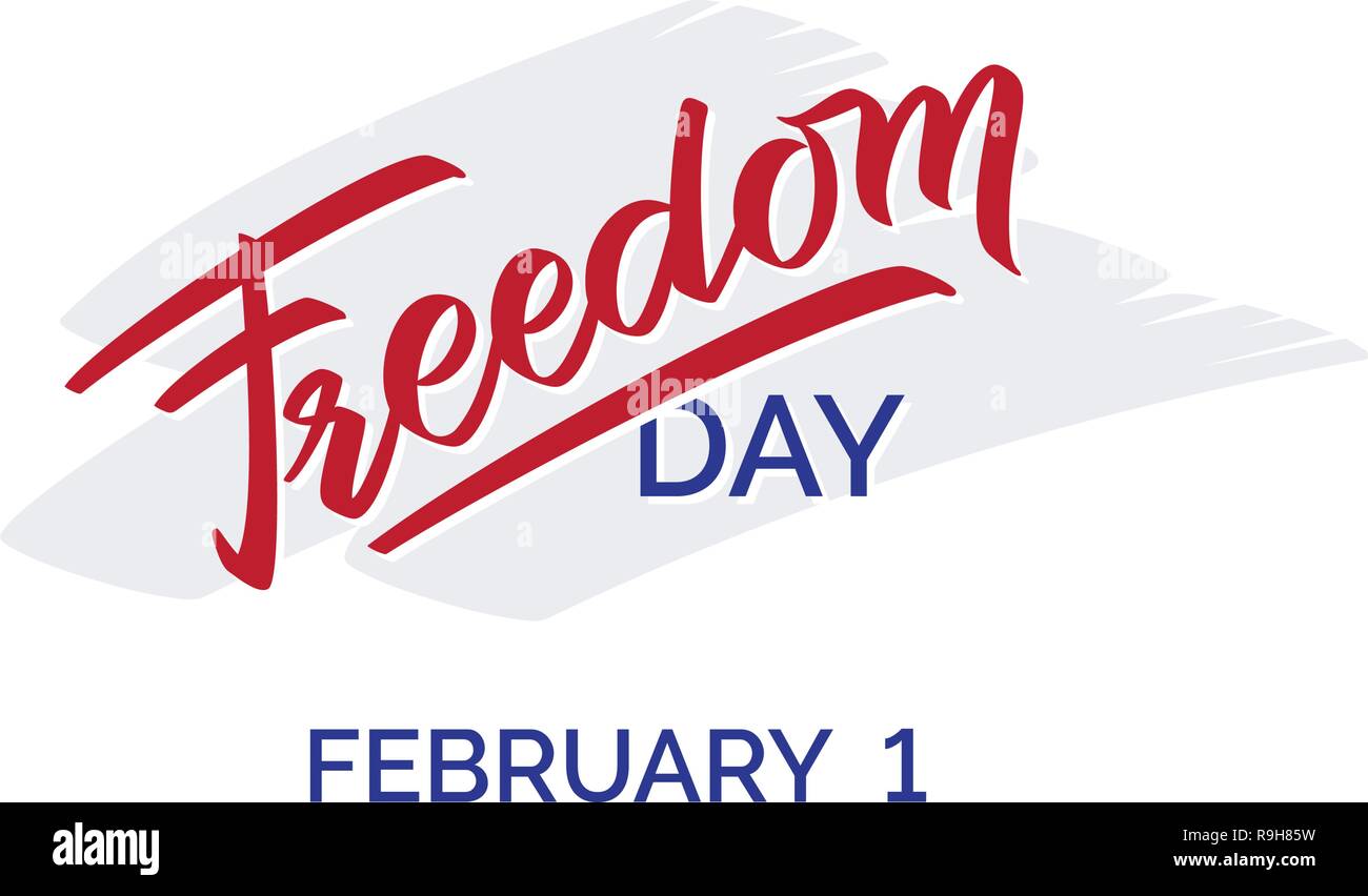 Journée de la liberté de la texte, typographie, calligraphie, lettres à la main. La main du mot Liberté pour maison de carte postale, carte de voeux, flyer, banne Illustration de Vecteur